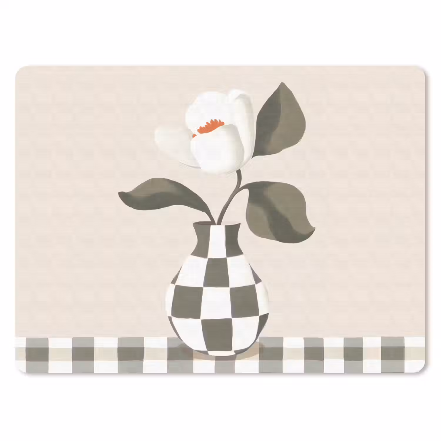 Vaas - Geruit - Groen - Bloem muismat rubber klein -3d