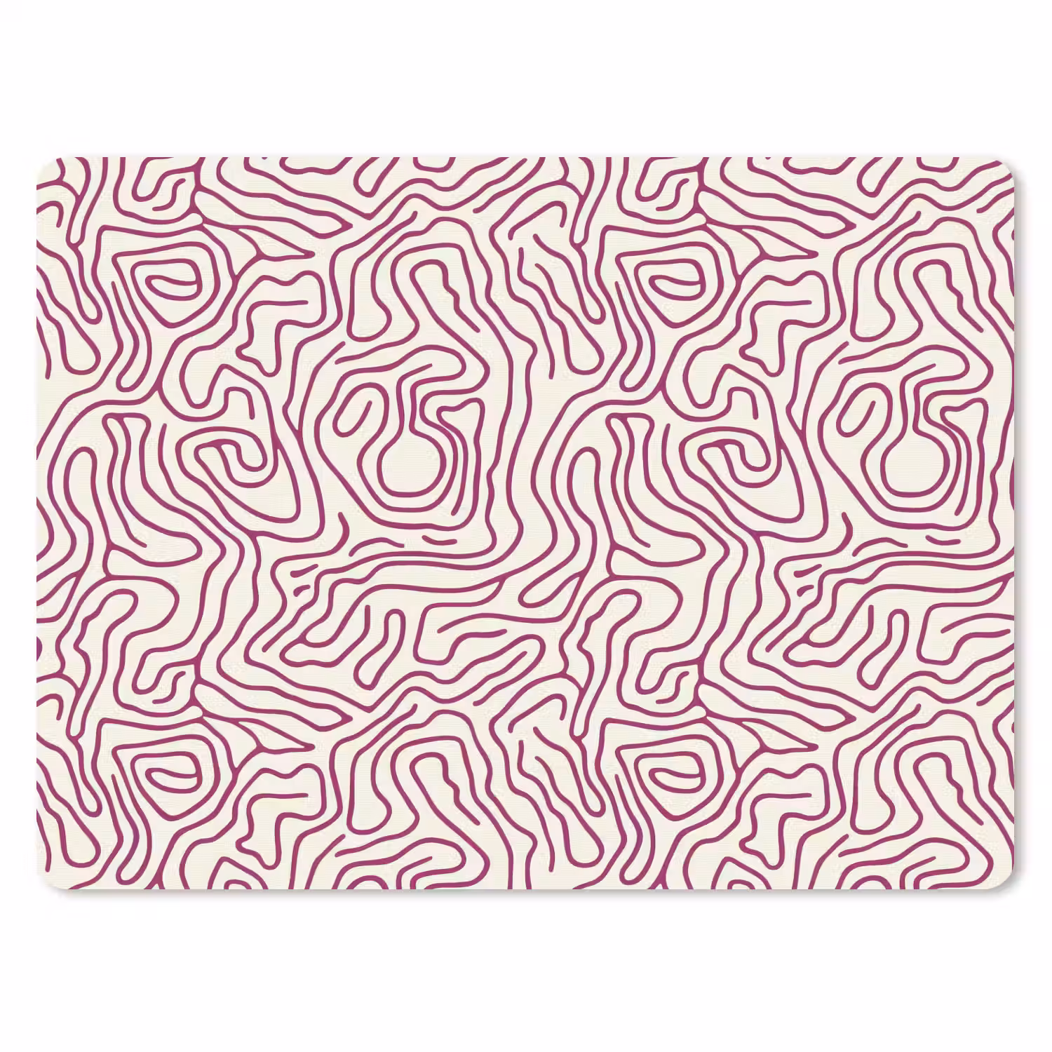 Kronkelende lijn - Magenta - Crème muismat rubber klein 262 -3d