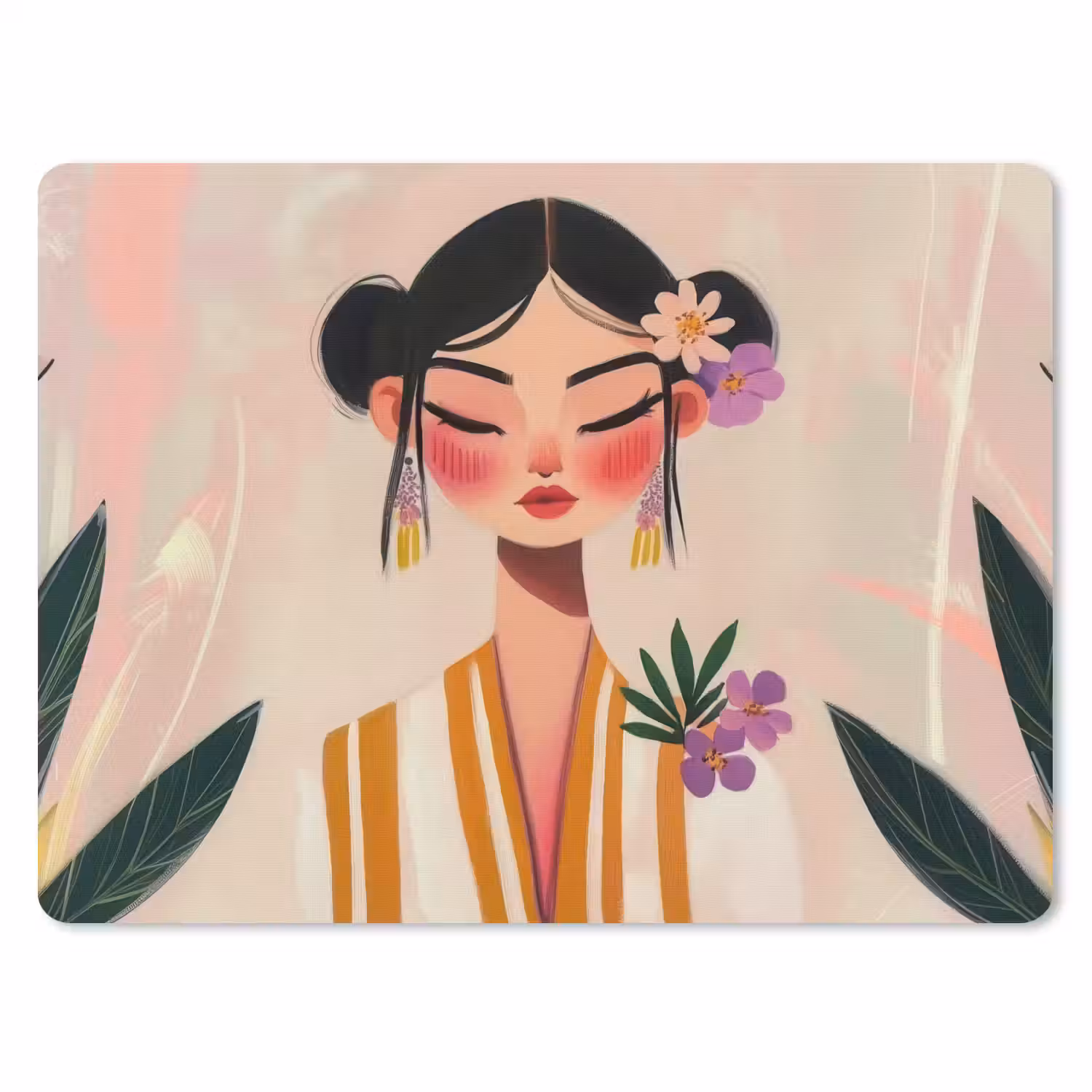 Vrouw - Bloemen - Pastel muismat rubber klein -3d