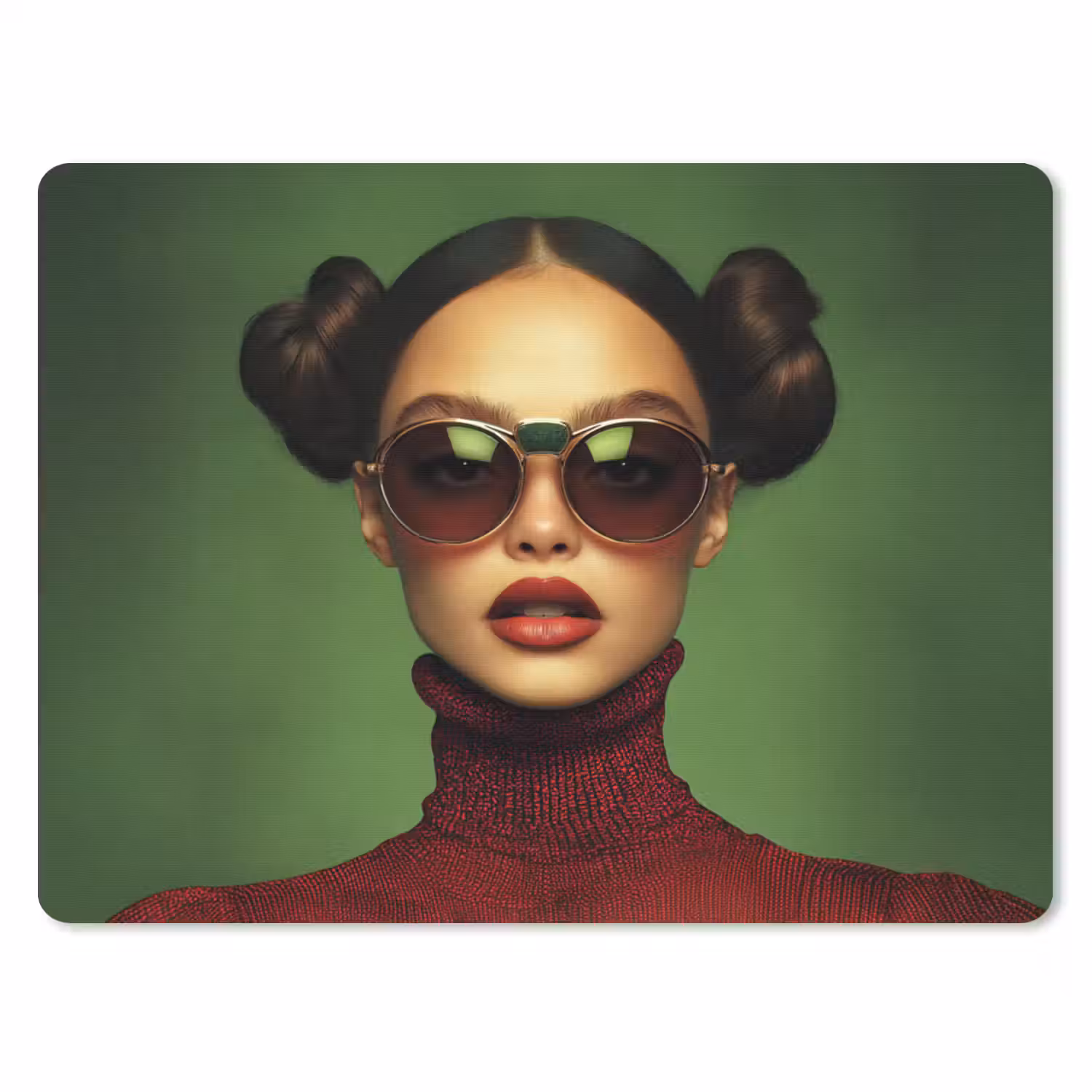 Vrouw - Groen - Bril - Aesthetic - Modern muismat rubber klein -3d