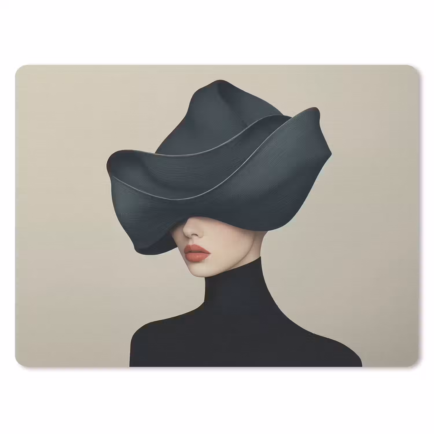 Vrouw - Groen - Hoed muismat rubber klein -3d
