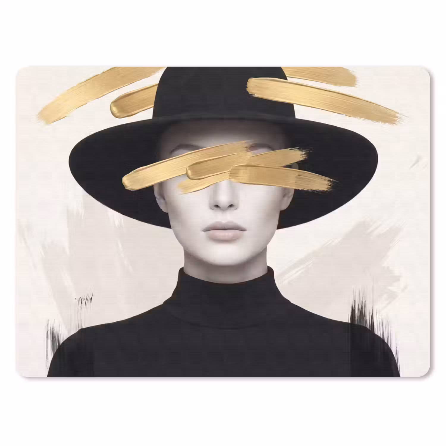 Vrouw - Portret - Modern - Goud - Kunst muismat rubber klein -3d