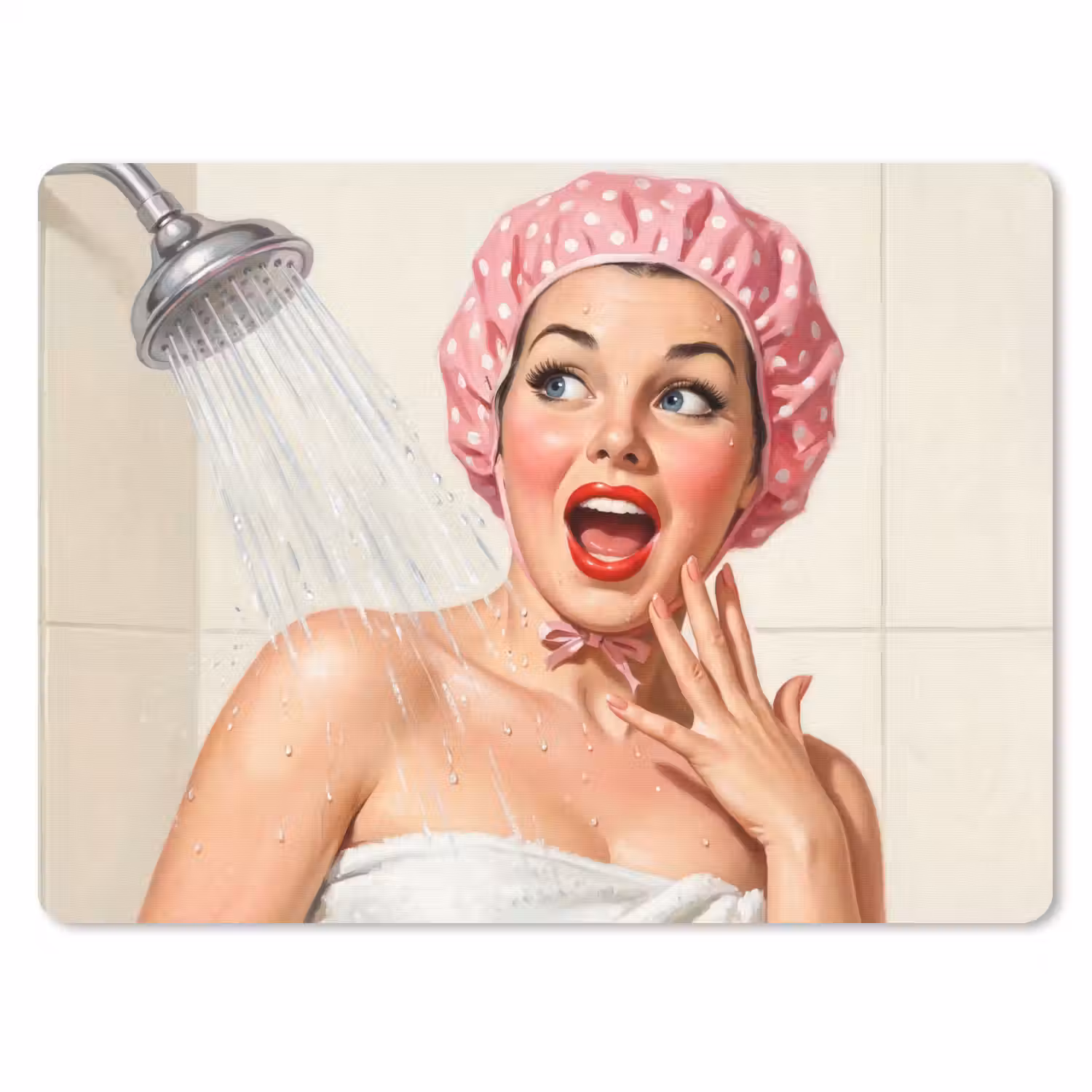 Vrouw - Douche - Roze muismat rubber klein -3d