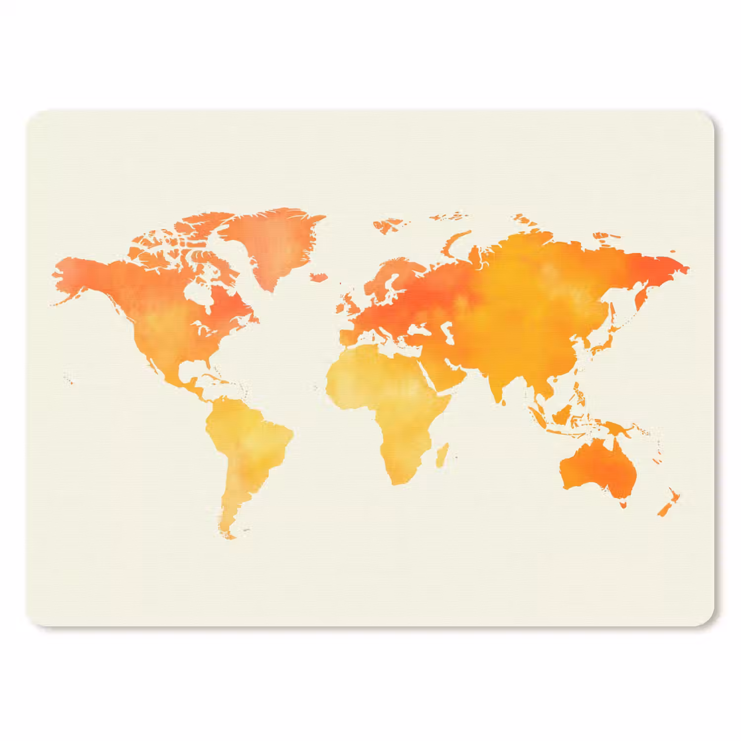 Wereldkaart - Oranje - Kleurrijk muismat rubber klein -3d