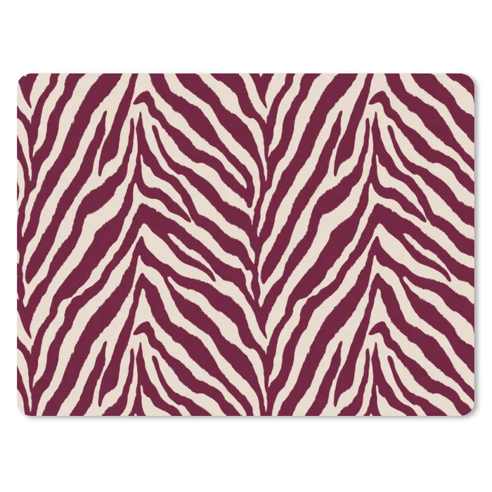 Zebra - Motief - Bordeaux - Rood muismat rubber klein 262 -3d