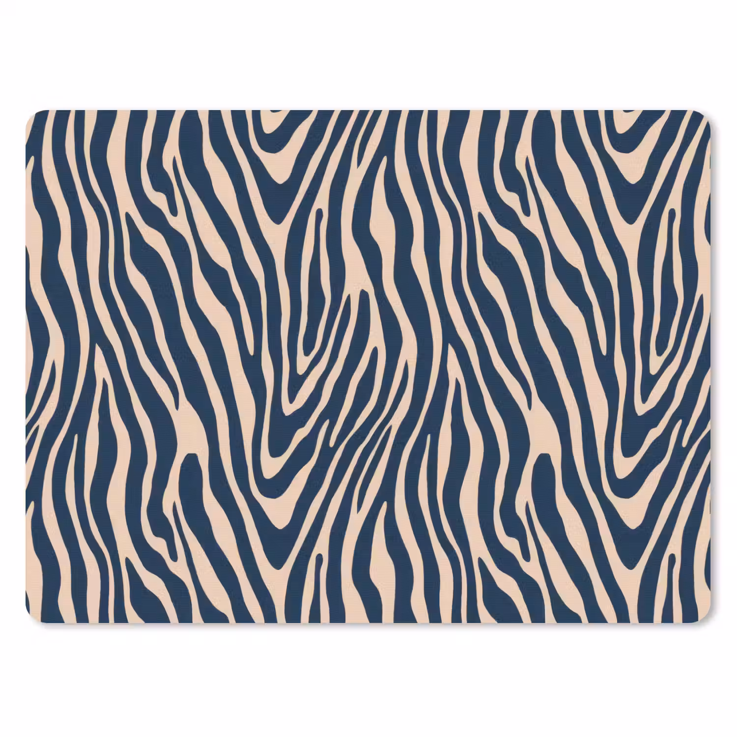 Zebra - Patroon - Blauw - Beige muismat rubber klein 262 -3d