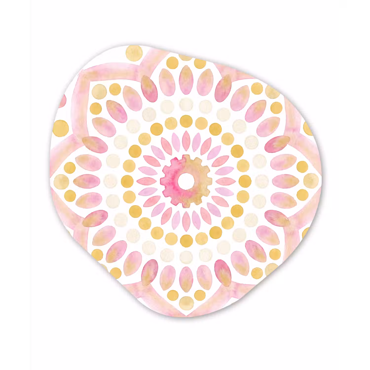 Abstract - Mandala - Kunst - Modern - Roze Wandcirkel Organisch Forex 3mm klein -3d