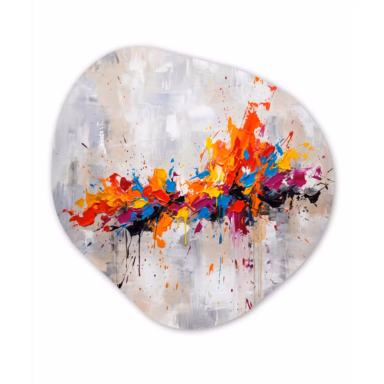 Abstract - Schilderij - Kleurrijk - Dynamisch Wandcirkel Organisch Forex 3mm klein -3d