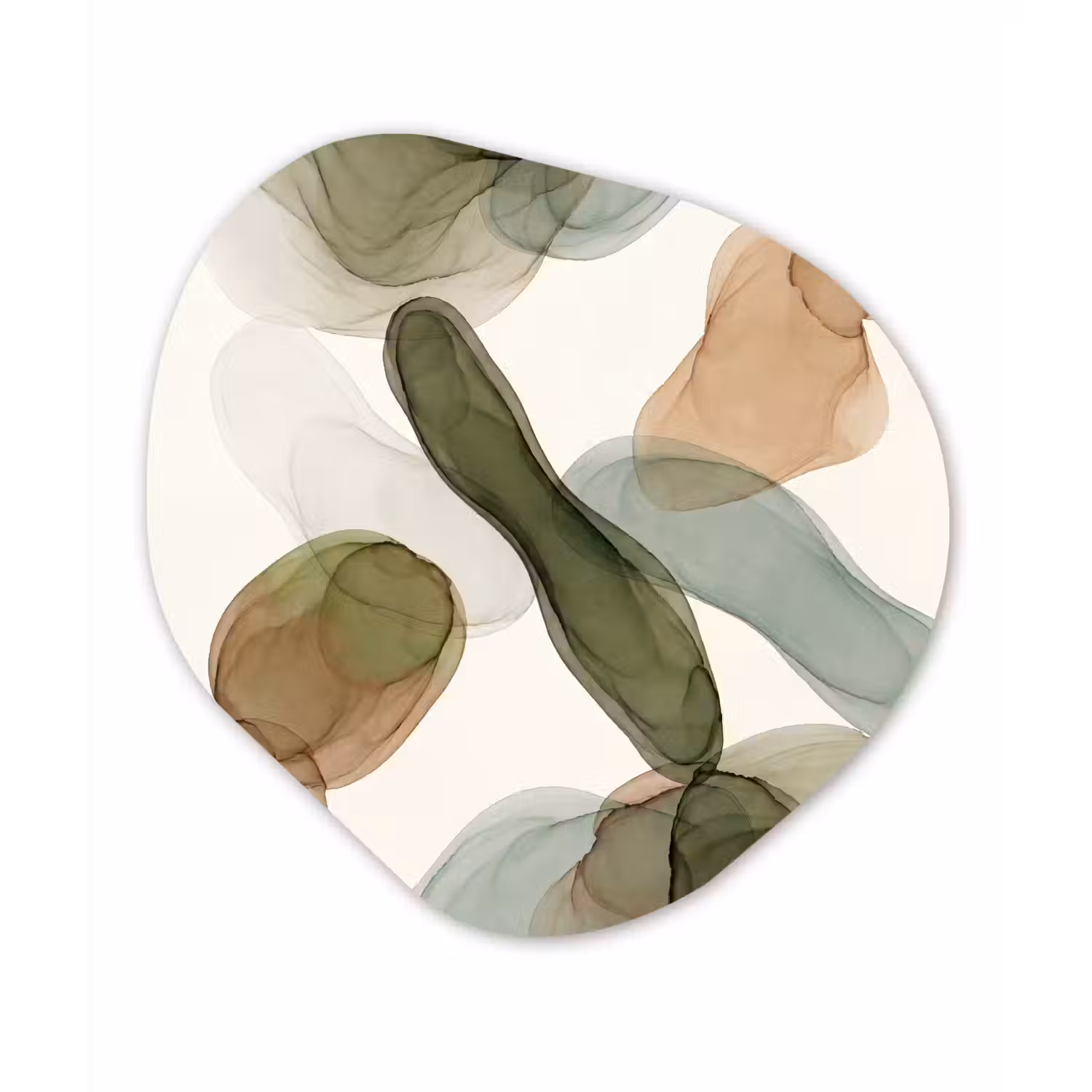 Abstract - Vormen - Modern - Kunst - Groen - Bruin Wandcirkel Organisch Forex 3mm klein -3d