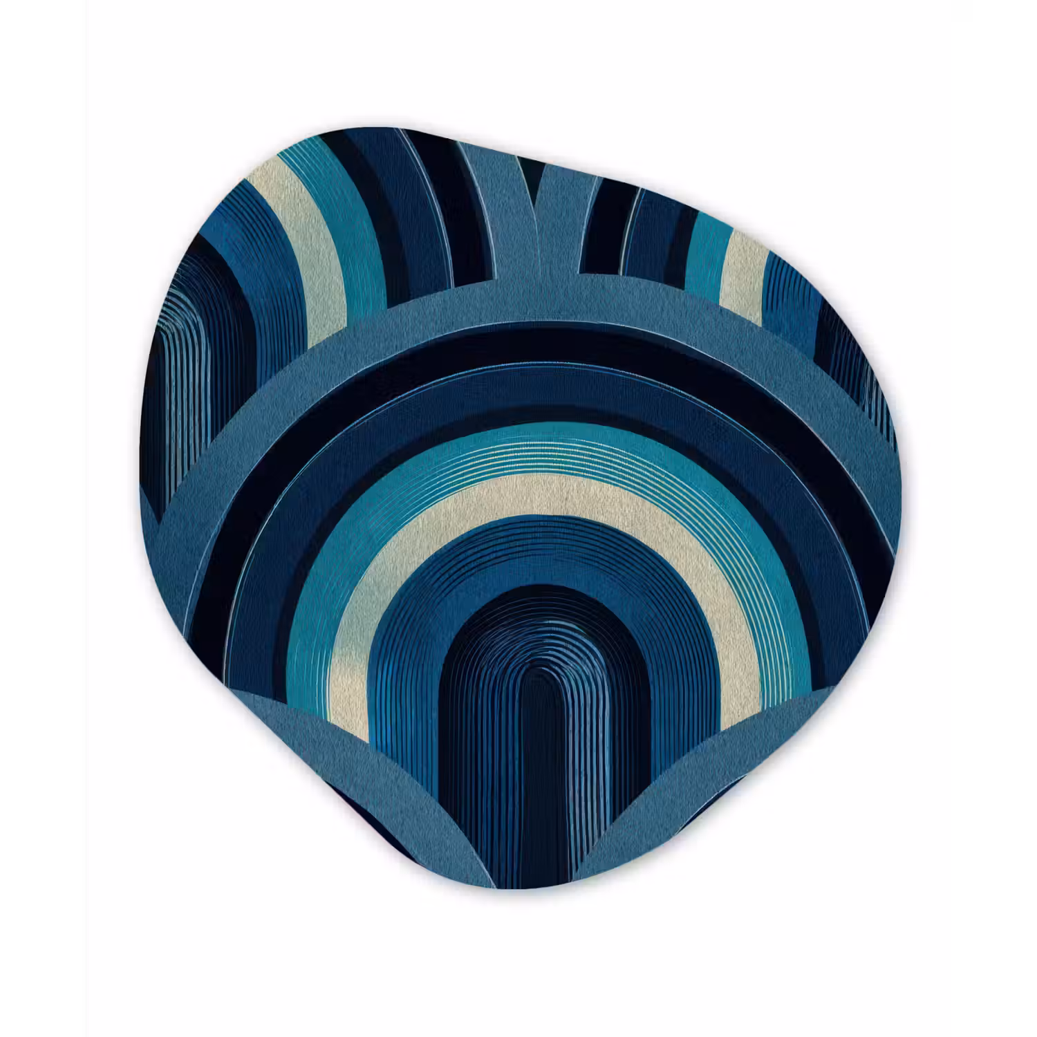 Bogen - Geometrisch - Patroon - Blauw - Retro Wandcirkel Organisch Forex 3mm klein 629 -3d