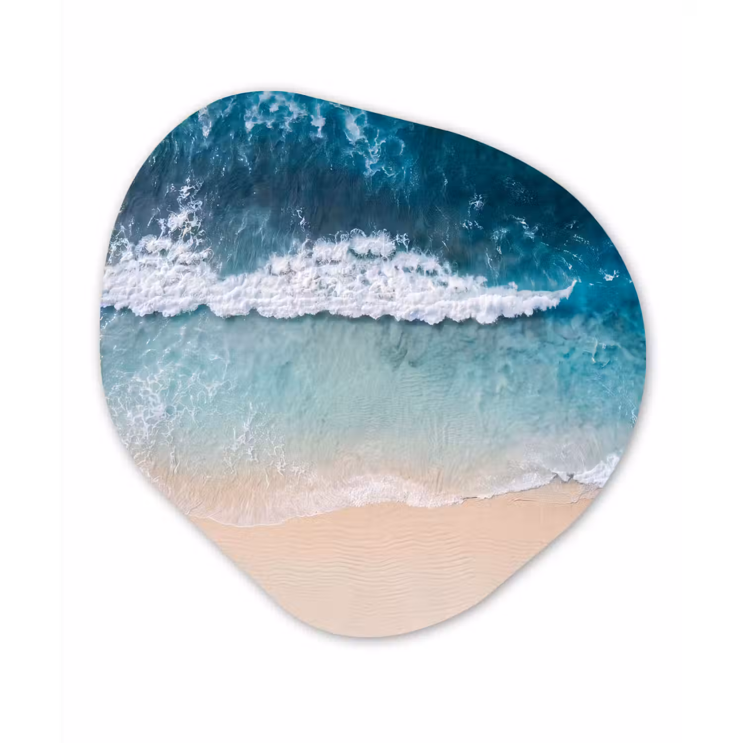 Strand - Zee - Golven - Natuur - Blauw Wandcirkel Organisch Forex 3mm klein -3d