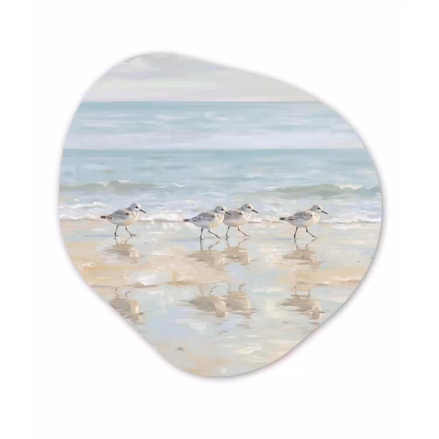 Vogels - Strand - Zee Wandcirkel Organisch Forex 3mm klein -3d
