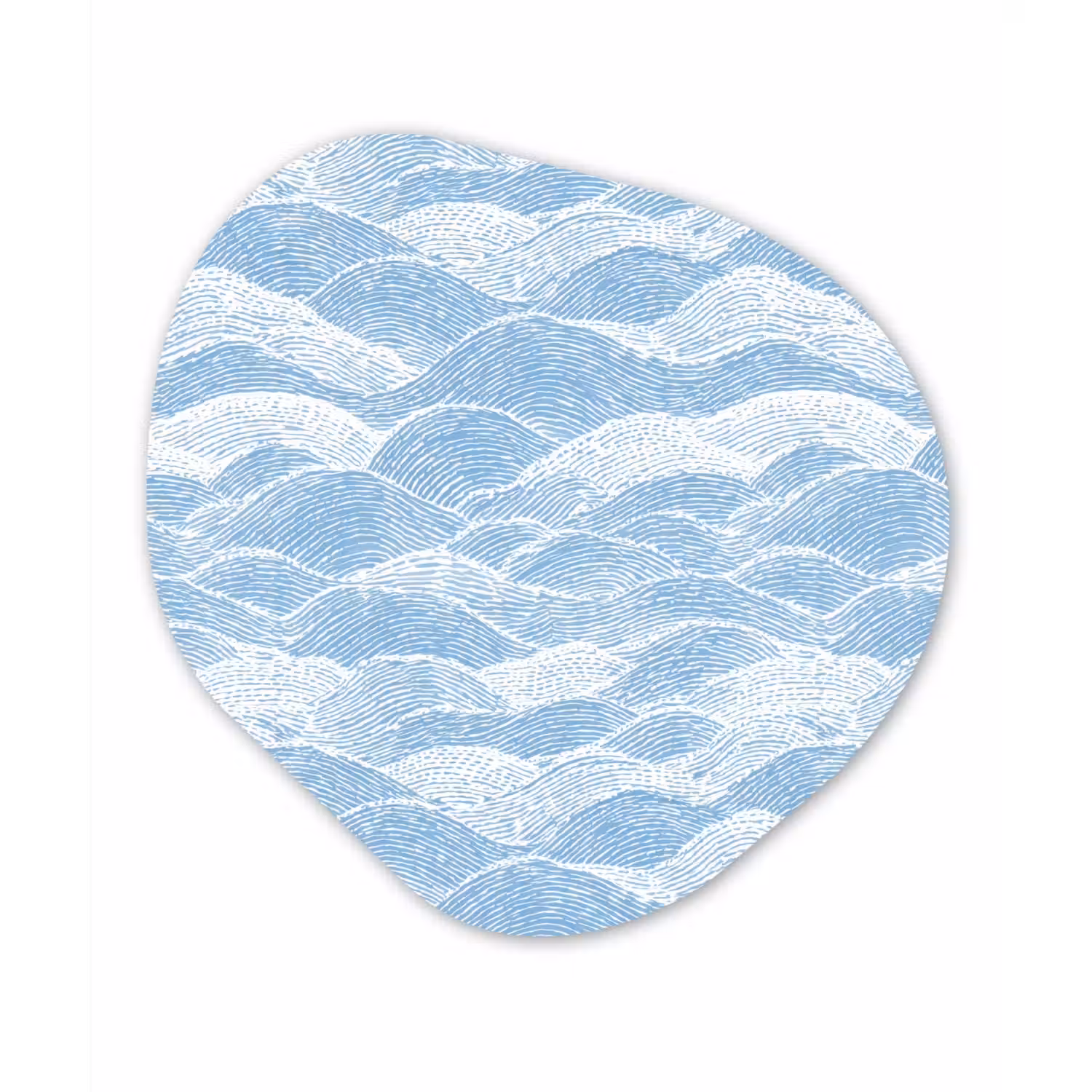 Blauw - Wit - Golven - Getekend Wandcirkel Organisch Forex 3mm klein 629 -3d