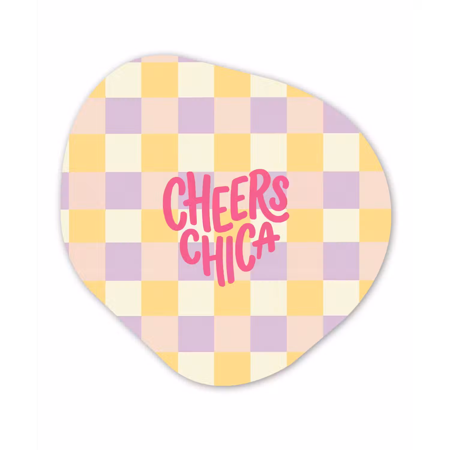 Cheers Chica - Ruitjes - Lila - Geel Wandcirkel Organisch Forex 3mm klein -3d