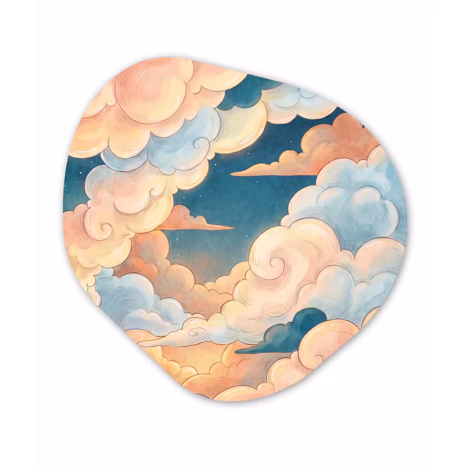 Wolk - Lucht - Natuur - Illustratief - Oranje Wandcirkel Organisch Forex 3mm klein -3d
