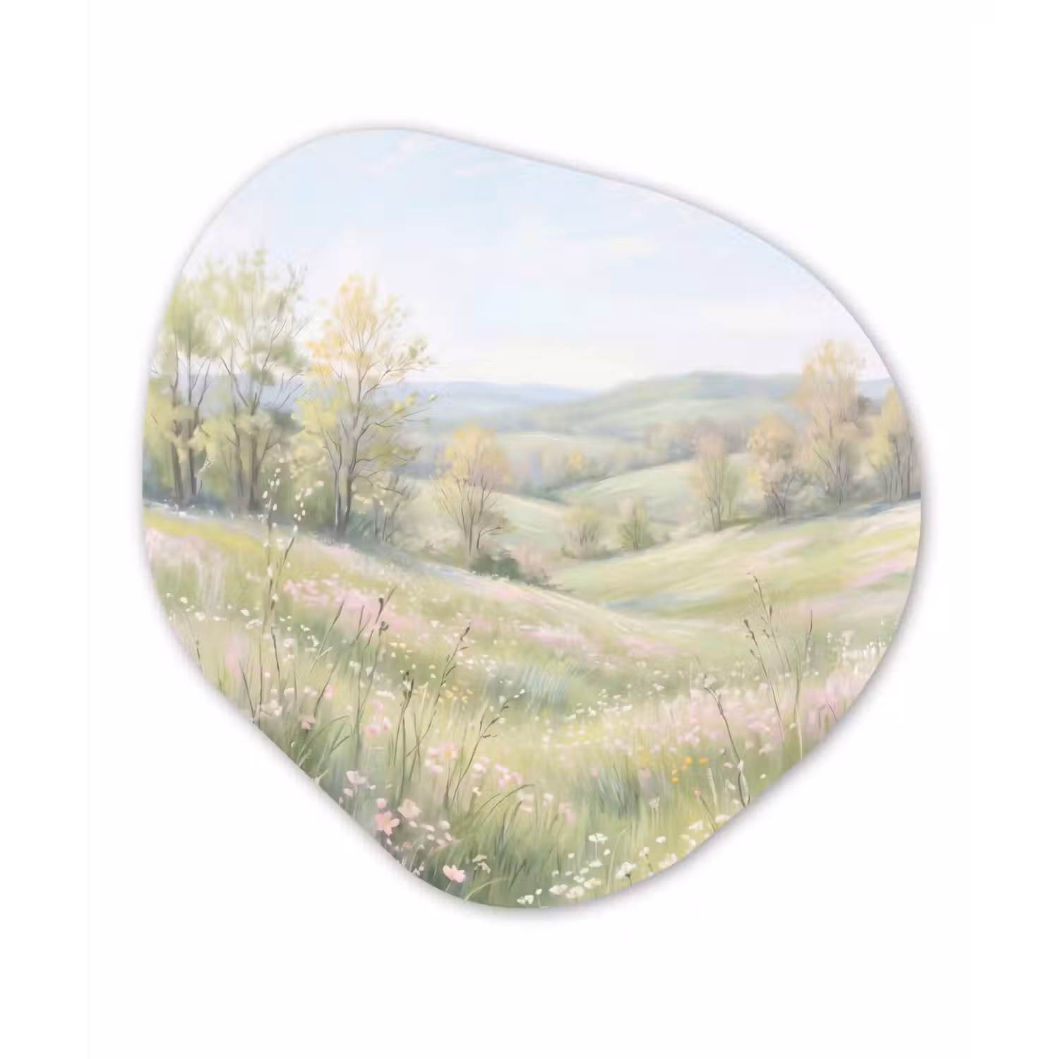 Bloemen veld - Bloemen - Groen Wandcirkel Organisch Forex 3mm klein -3d