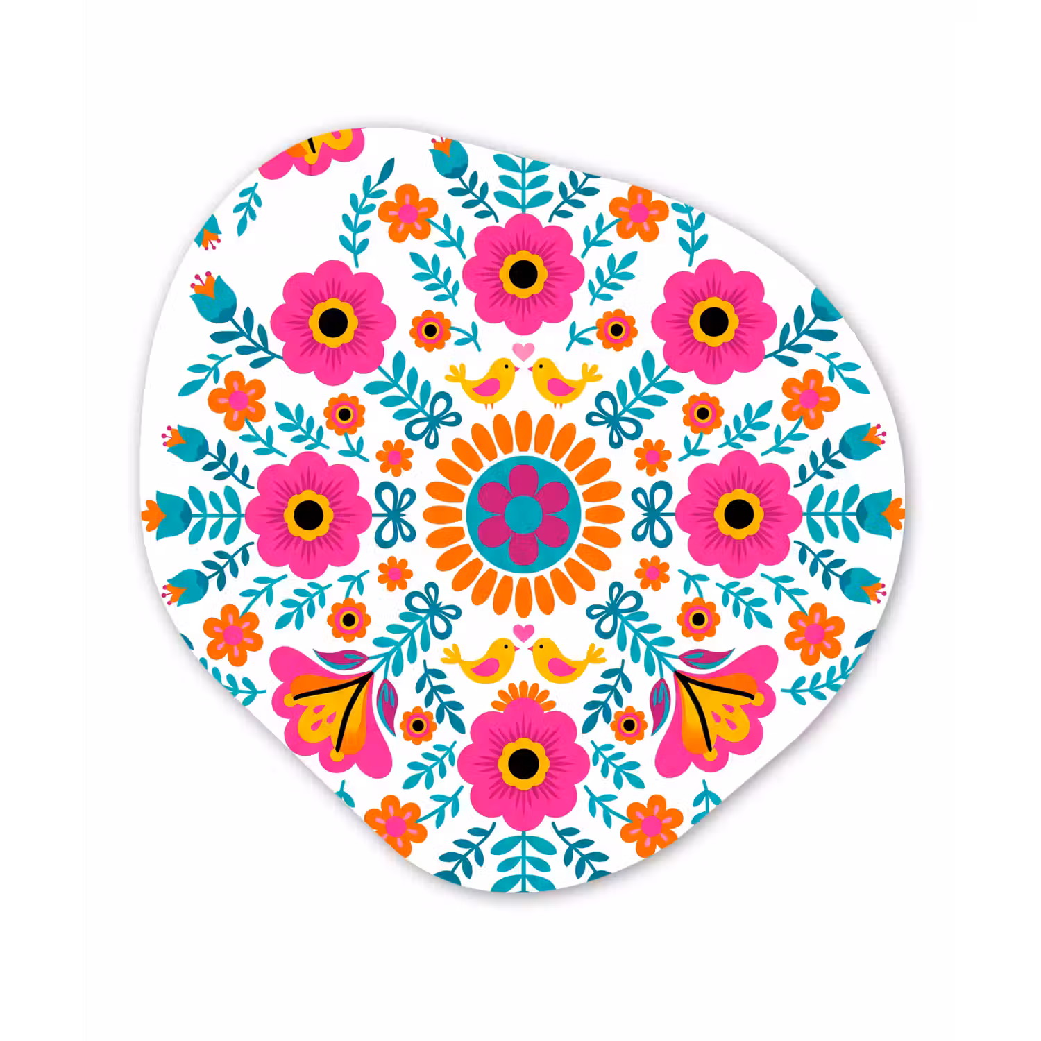 Bloemen - Vogel - Patroon - Kleurrijk - Modern Wandcirkel Organisch Forex 3mm klein -3d
