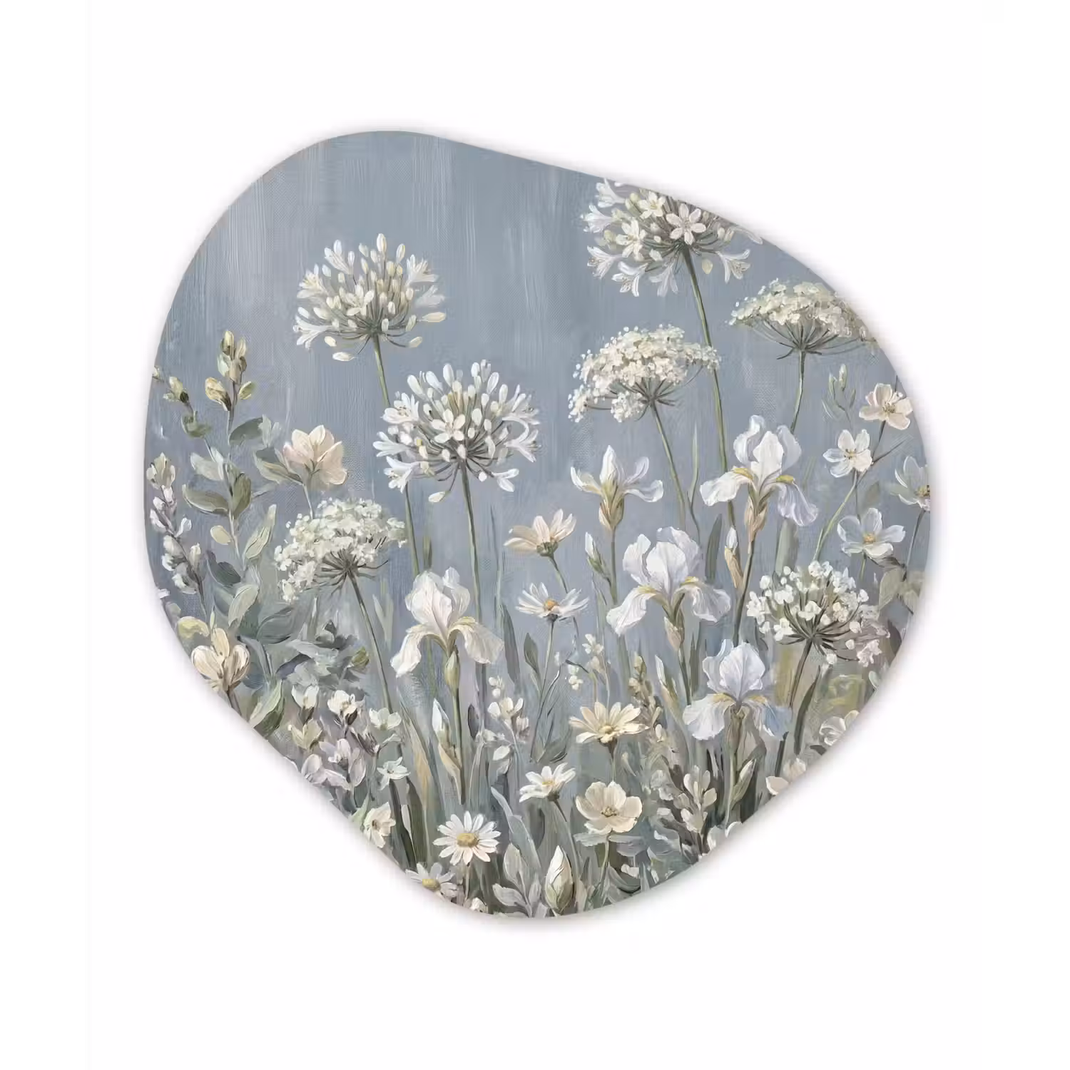 Bloemen - Botanisch - Blauw Wandcirkel Organisch Forex 3mm klein -3d