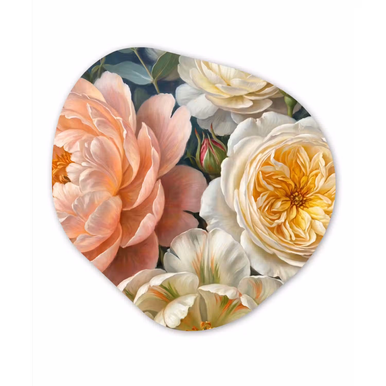 Bloemen - Boeket - Natuur - Klassiek - Kleurrijk Wandcirkel Organisch Forex 3mm klein -3d