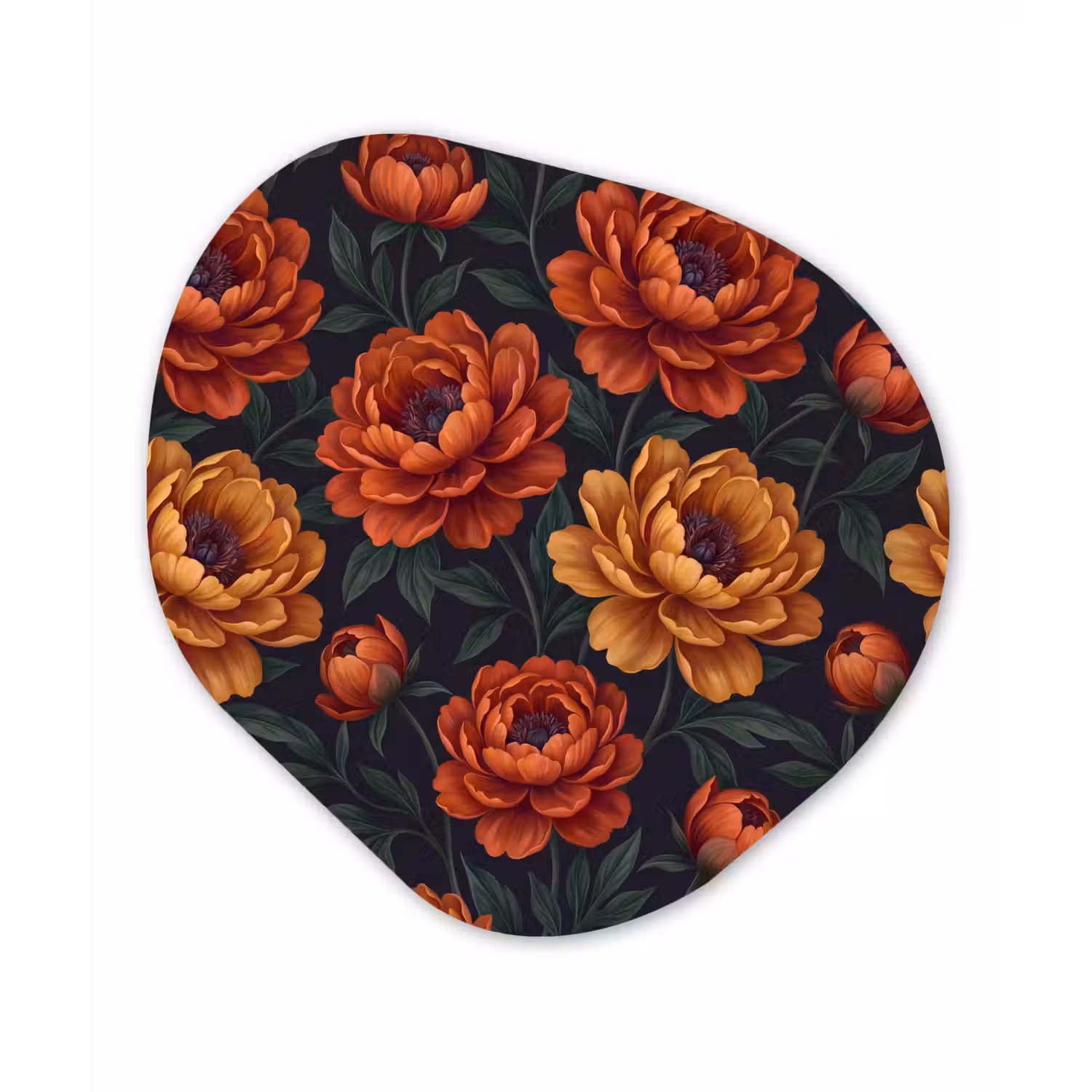 Bloemen - Bladeren - Natuur - Modern - Oranje Wandcirkel Organisch Forex 3mm klein -3d