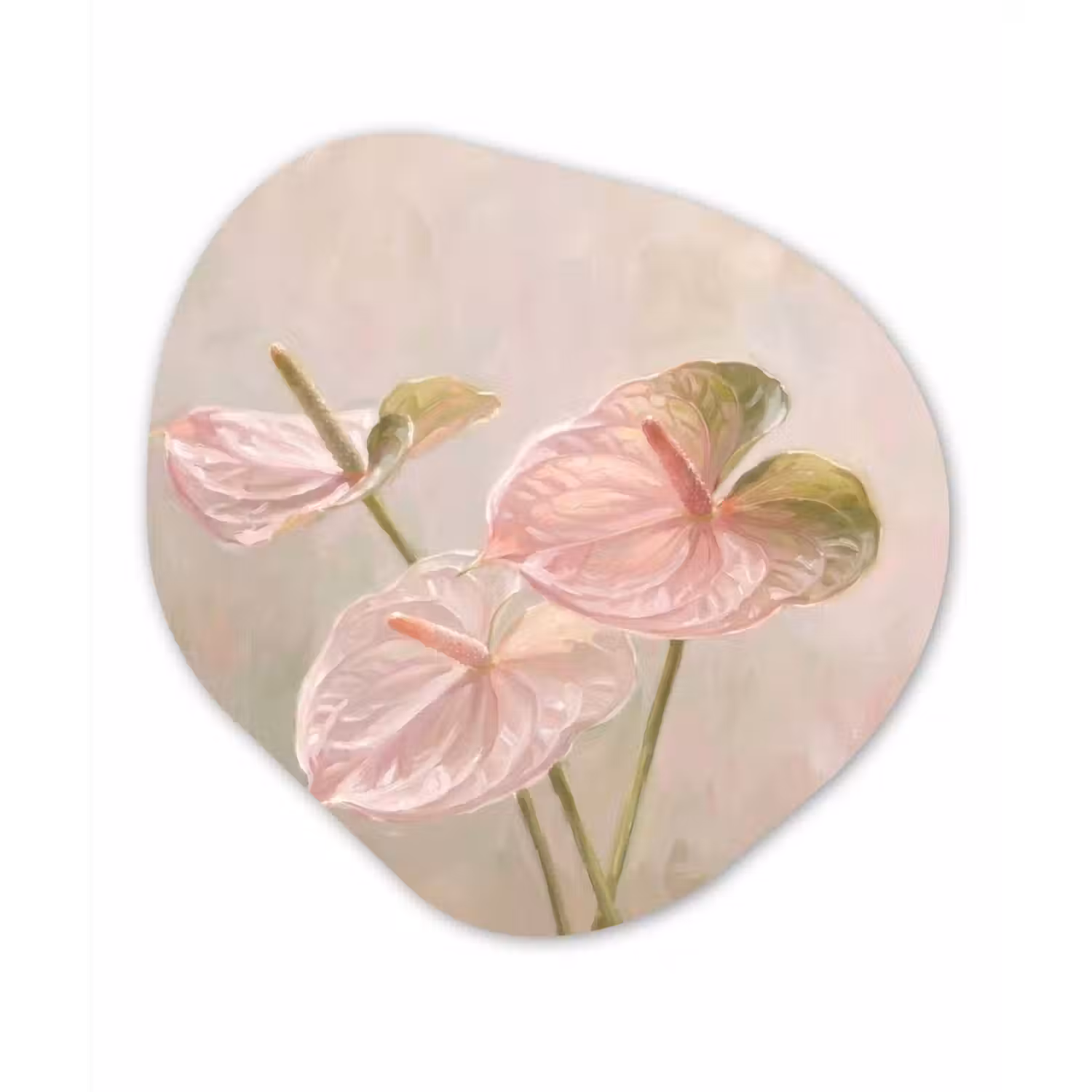Bloemen - Pastel - Abstract - Natuur - Groen Wandcirkel Organisch Forex 3mm klein -3d