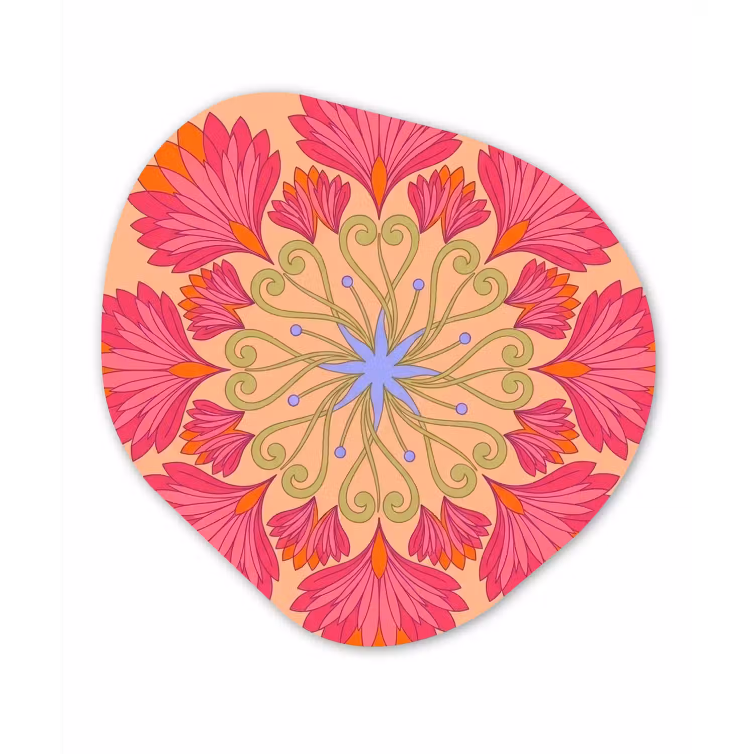 Bloemen - Patroon - Abstract - Roze - Decoratief Wandcirkel Organisch Forex 3mm klein -3d
