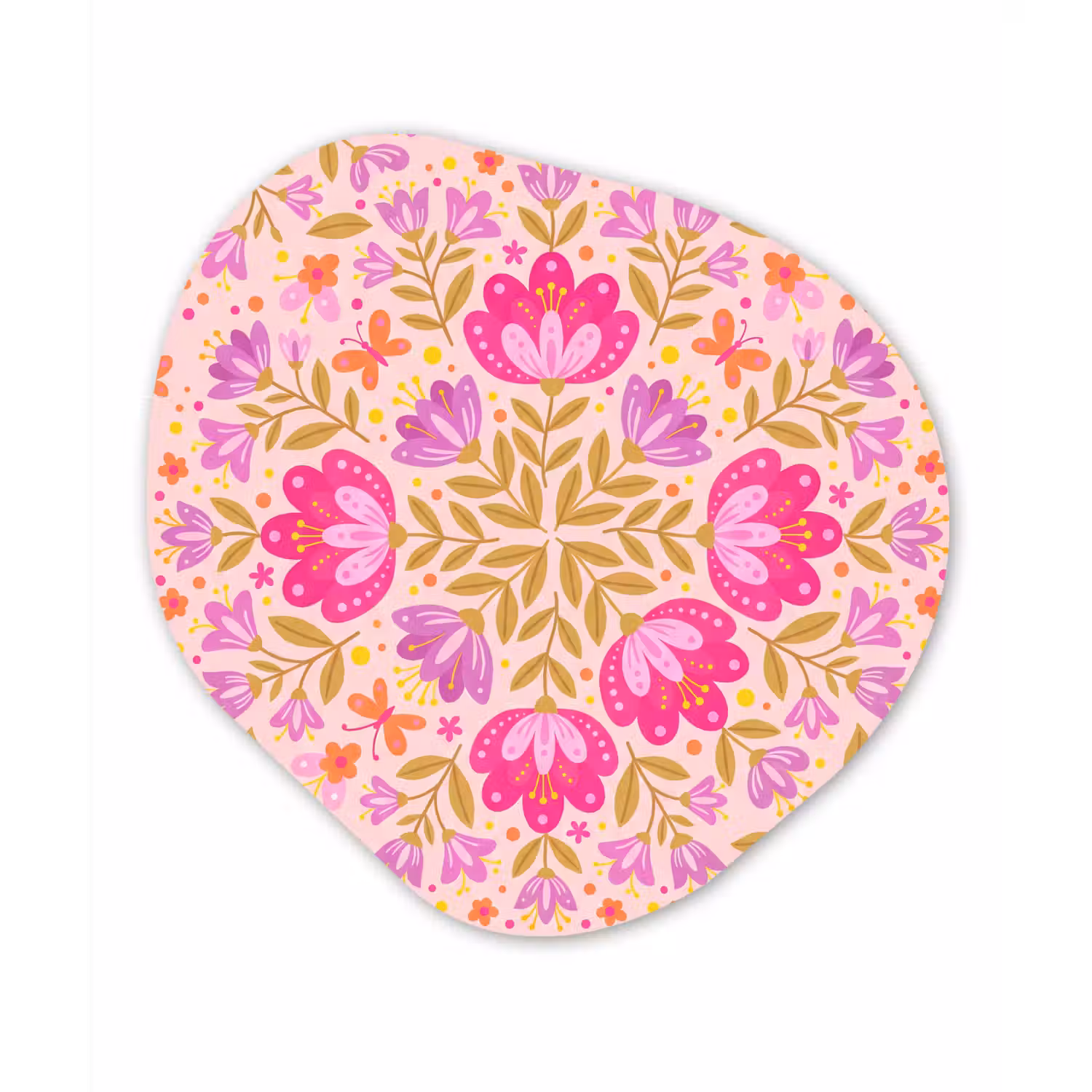 Bloemen - Patroon - Natuur - Abstract - Roze Wandcirkel Organisch Forex 3mm klein -3d
