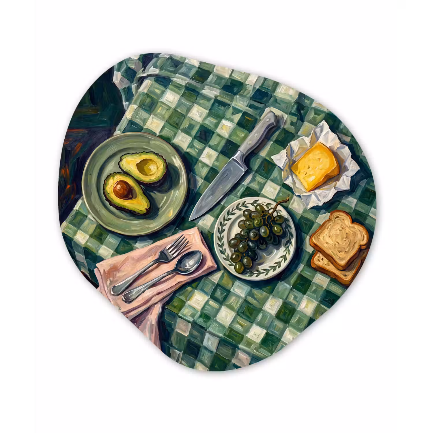 Eten - Ontbijt - Tafel - Modern - Groen Wandcirkel Organisch Forex 3mm klein -3d