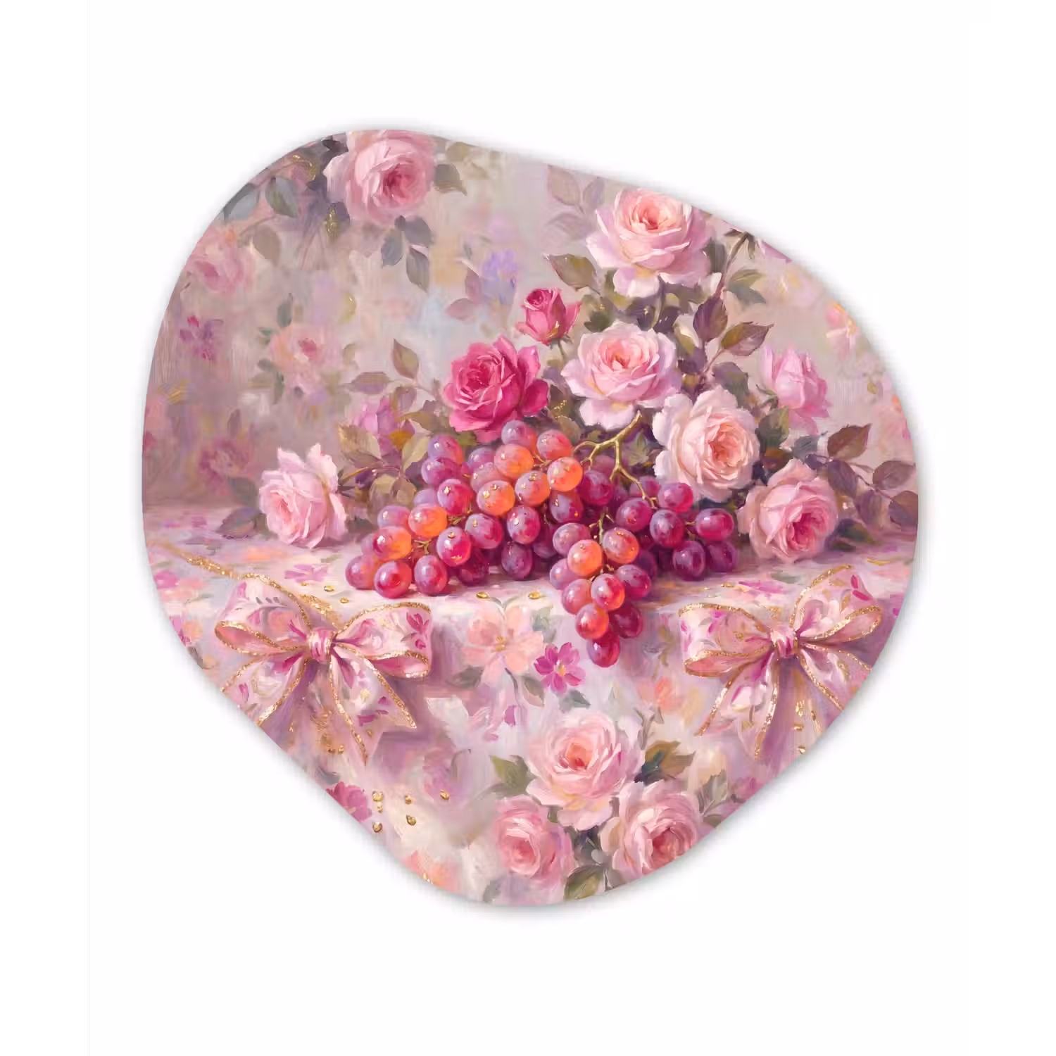 Eten - Bloemen - Stilleven - Roze - Goud Wandcirkel Organisch Forex 3mm klein -3d
