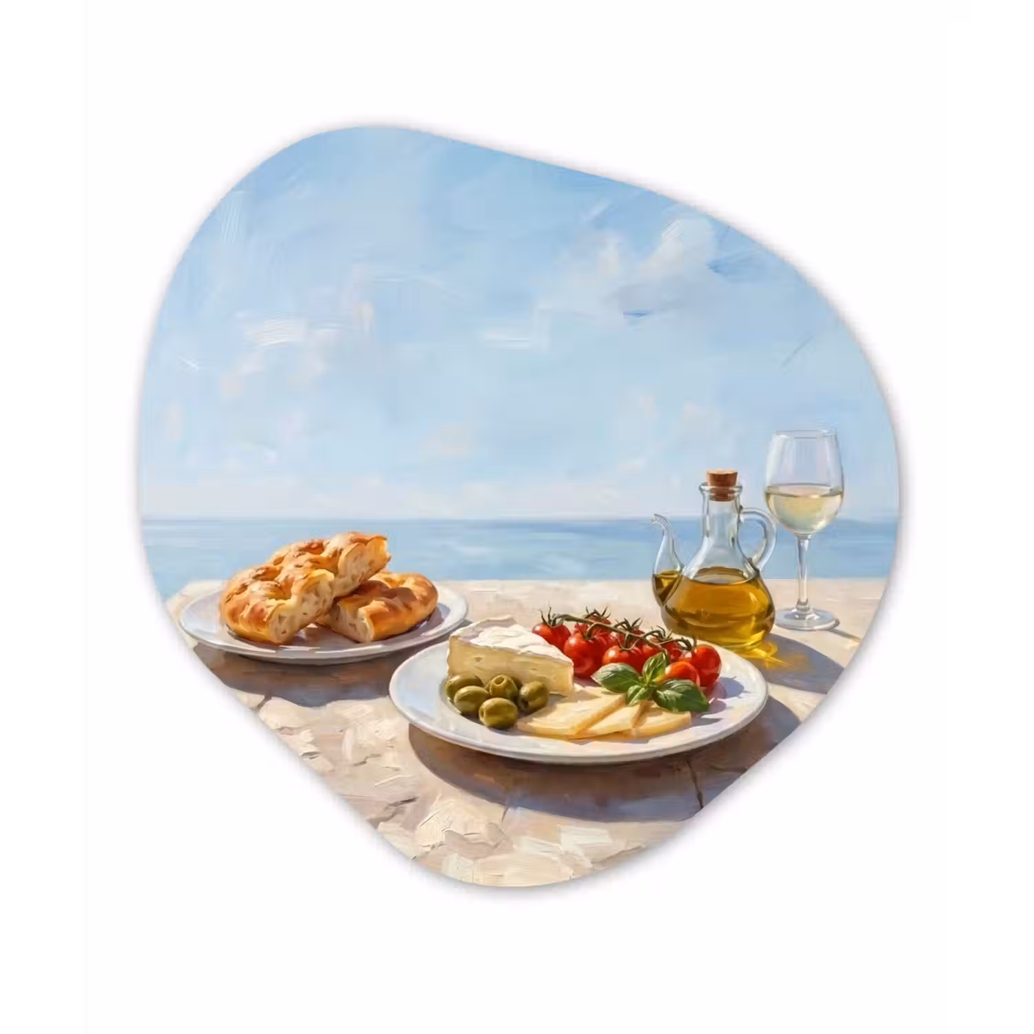 Eten - Middellandse Zee - Natuur - Geschilderd Wandcirkel Organisch Forex 3mm klein -3d