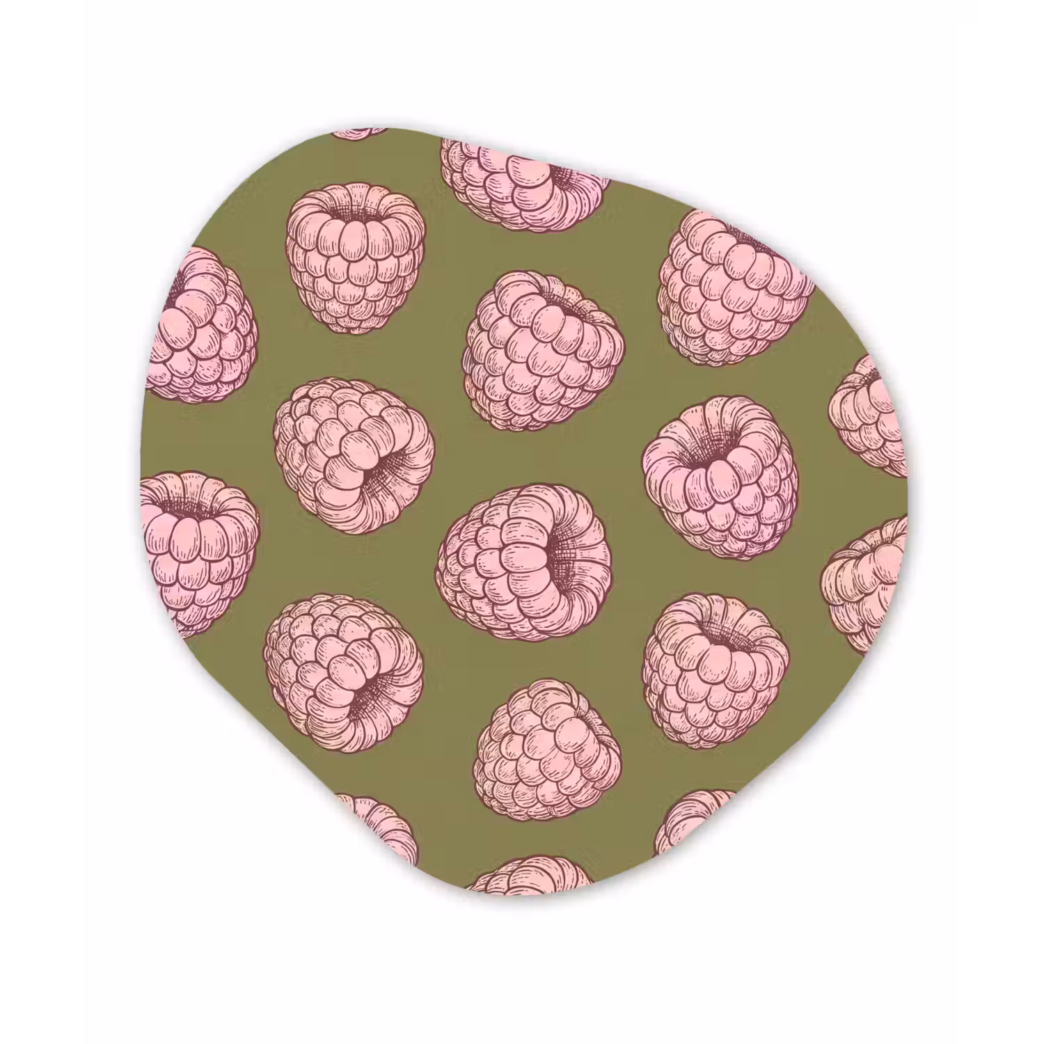 Eten - Patroon - Illustratie - Roze - Groen Wandcirkel Organisch Forex 3mm klein -3d