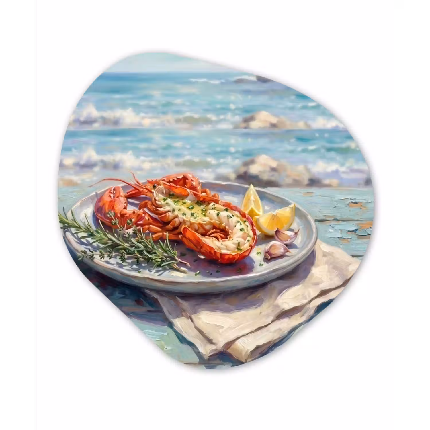 Eten - Zee - Kust - Modern - Blauw Wandcirkel Organisch Forex 3mm klein -3d