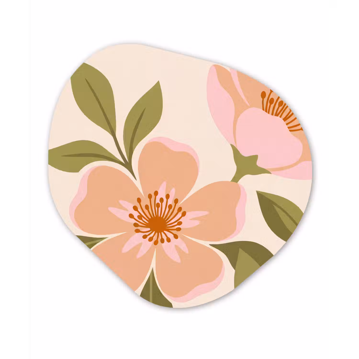 Grafisch - Bloemen - Roze Wandcirkel Organisch Forex 3mm klein -3d