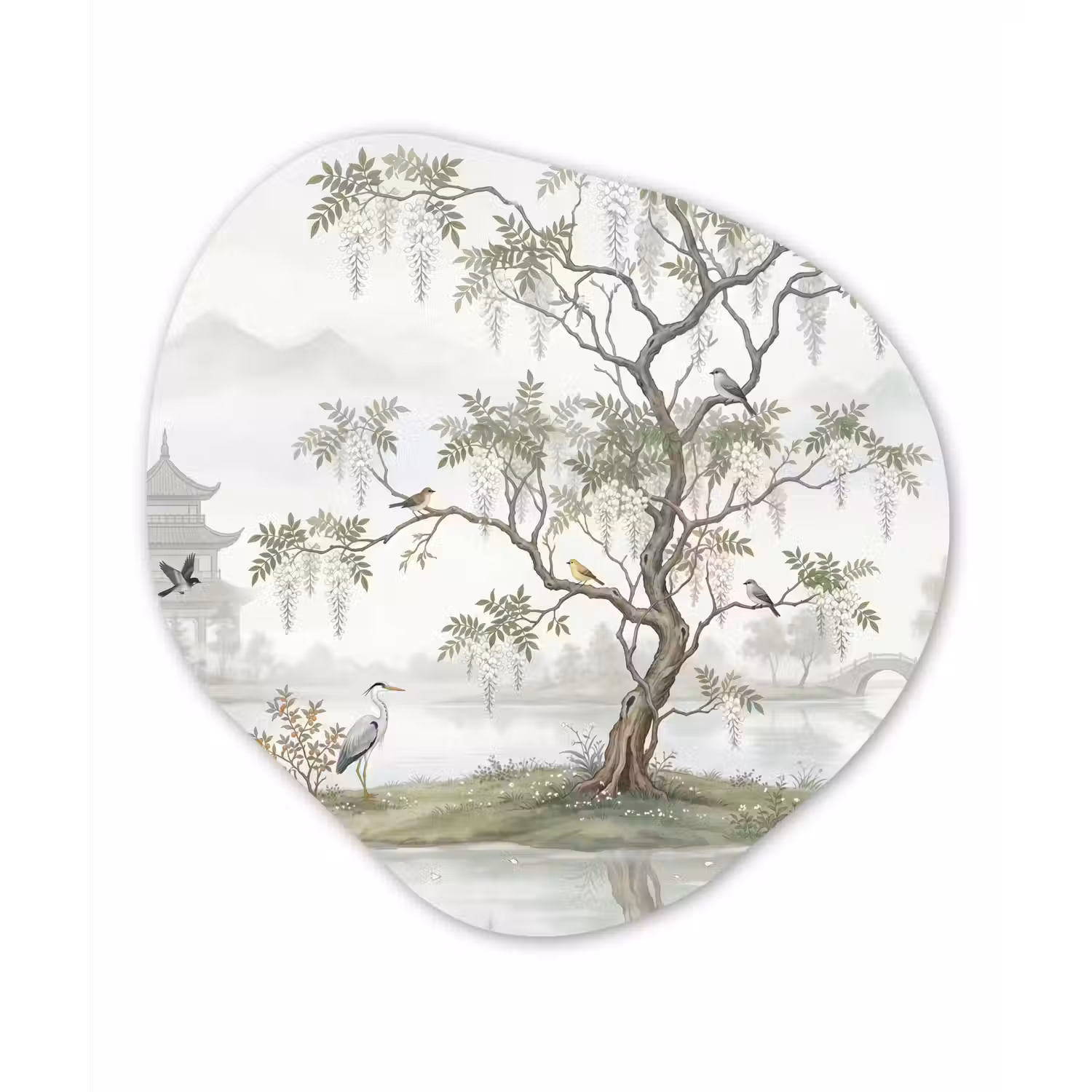 Reiger - Landschap - Groen Wandcirkel Organisch Forex 3mm klein -3d