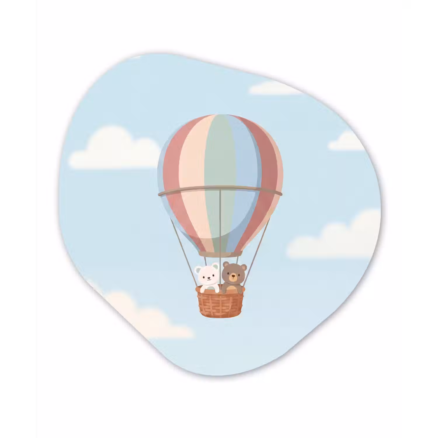 Luchtballon - Beren - Pastel Wandcirkel Organisch Forex 3mm klein -3d