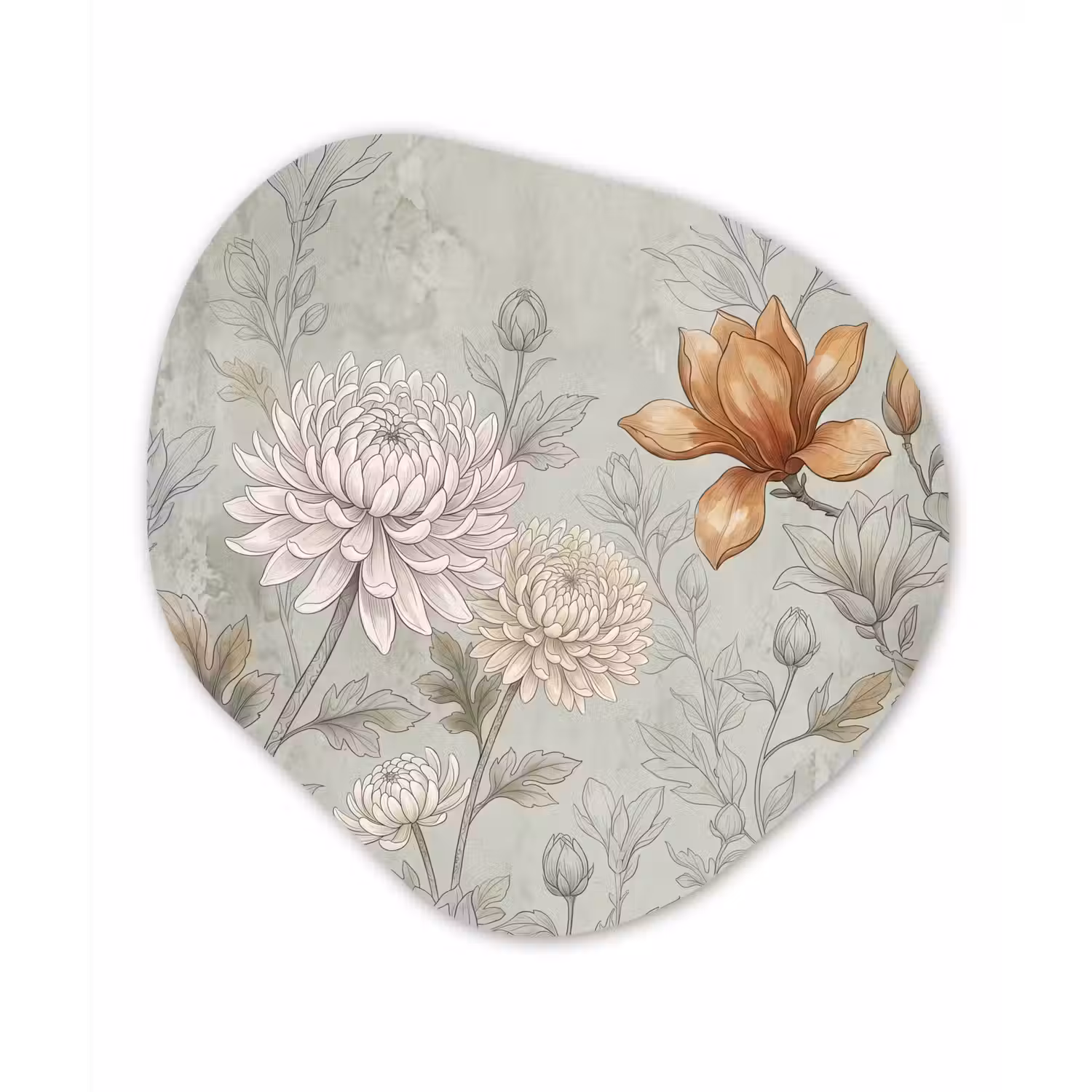 Illustratie - Bloemen - Groen Wandcirkel Organisch Forex 3mm klein -3d