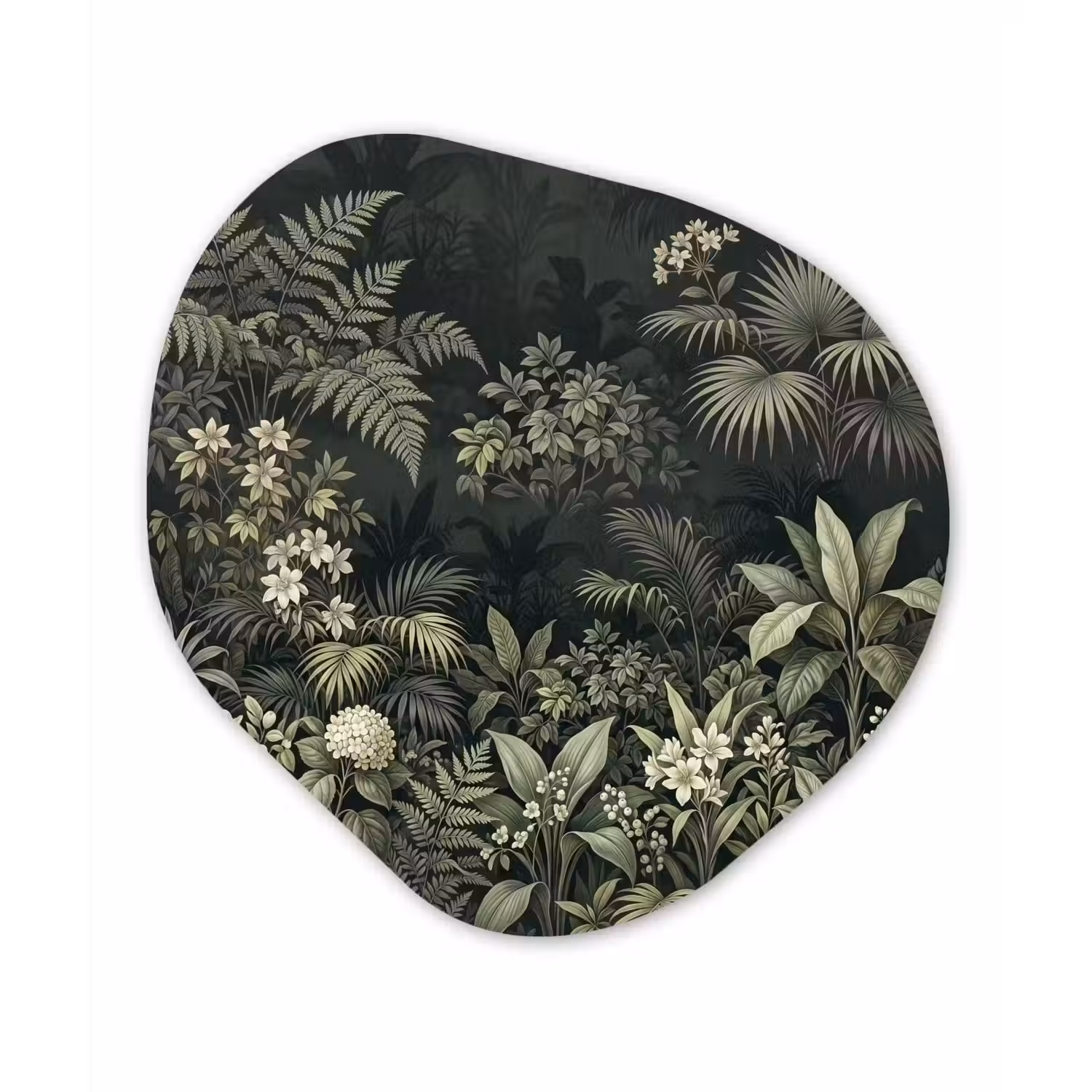Jungle - Bladeren - Botanisch - Groen Wandcirkel Organisch Forex 3mm klein -3d