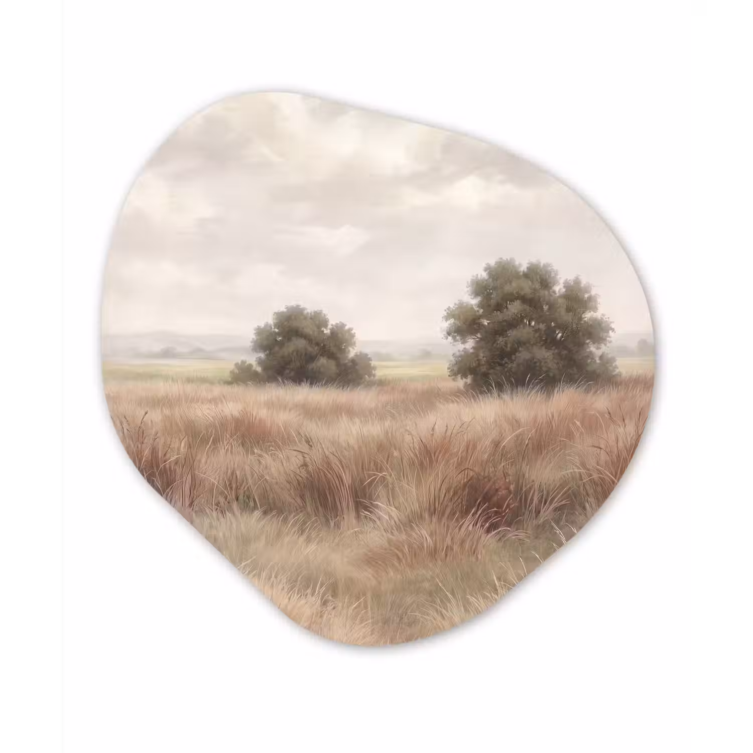 Landschap - Minimalistisch - Beige Wandcirkel Organisch Forex 3mm klein -3d