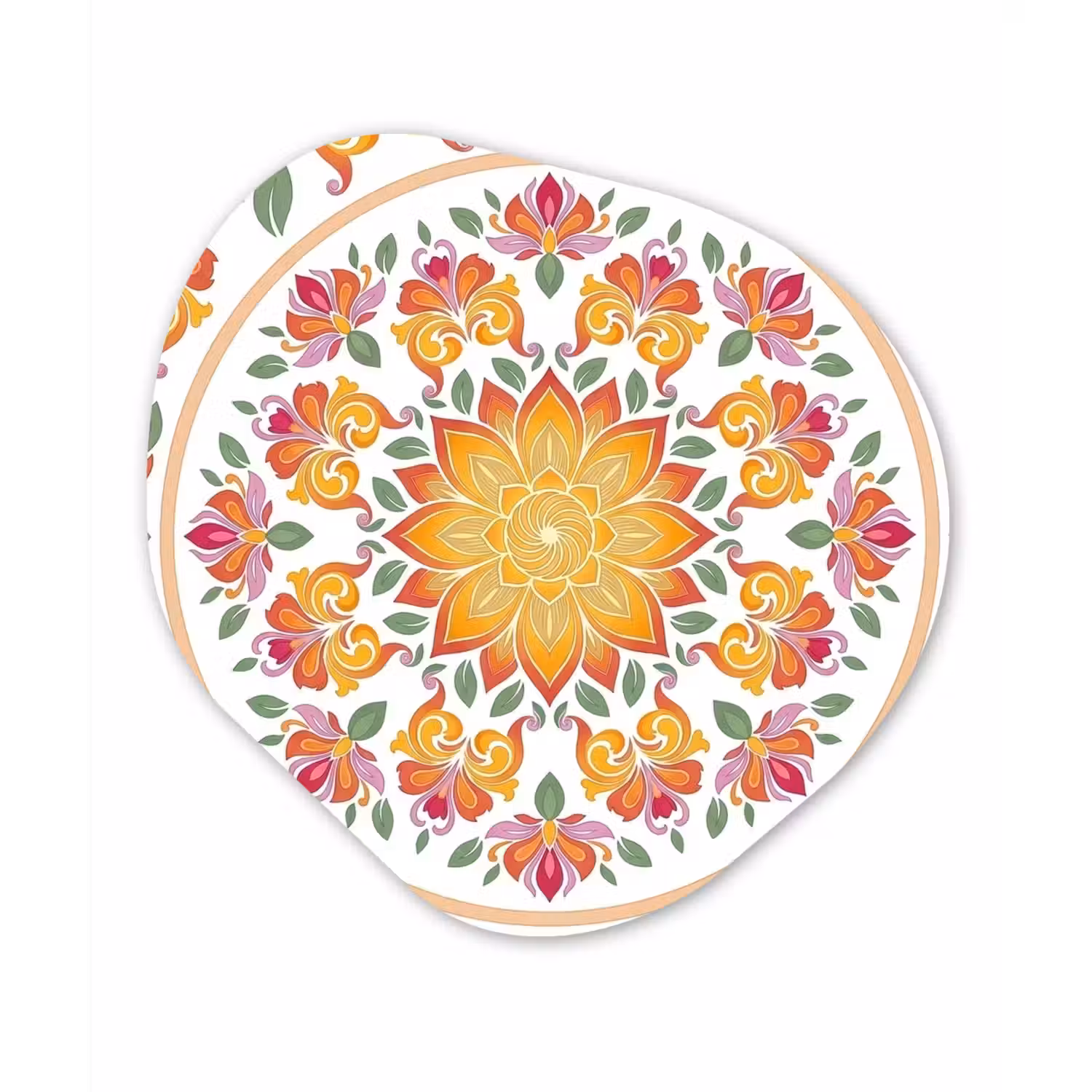 Mandala - Bloemen - Decoratie - Kleurrijk - Abstract Wandcirkel Organisch Forex 3mm klein -3d