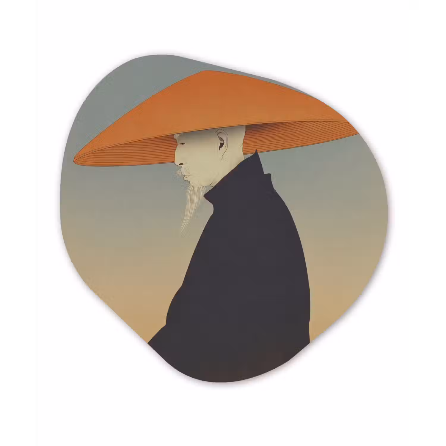 Minimalistisch - Silhouet - Oranje Wandcirkel Organisch Forex 3mm klein -3d
