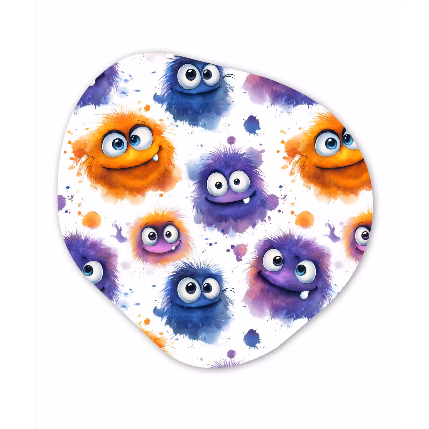 Monstertjes - Aquarel - Kleurrijk Wandcirkel Organisch Forex 3mm klein 629 -3d