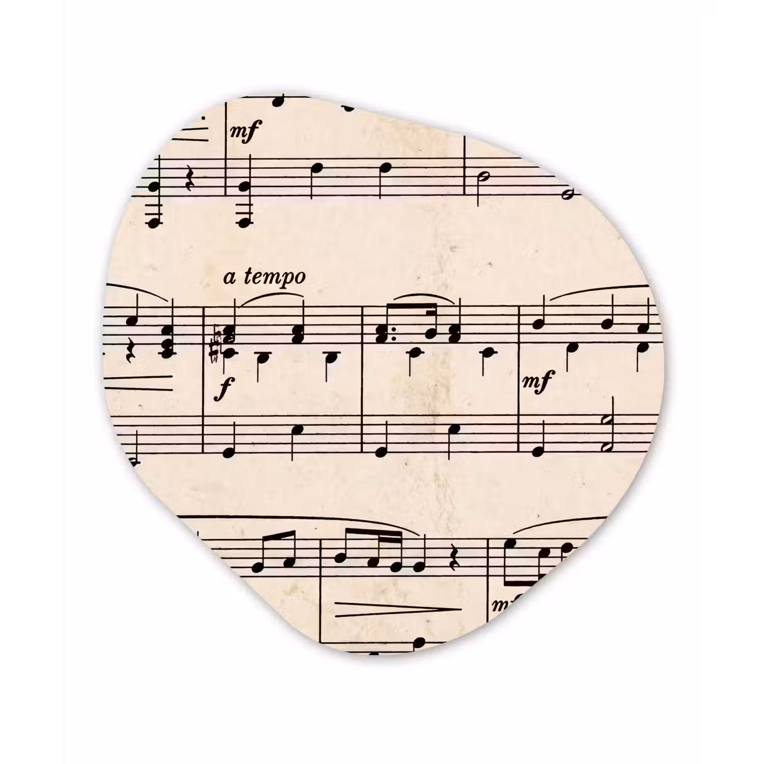 Muzieknotatie - Notenbalken - Kunst - Klassiek - Beige Wandcirkel Organisch Forex 3mm klein -3d