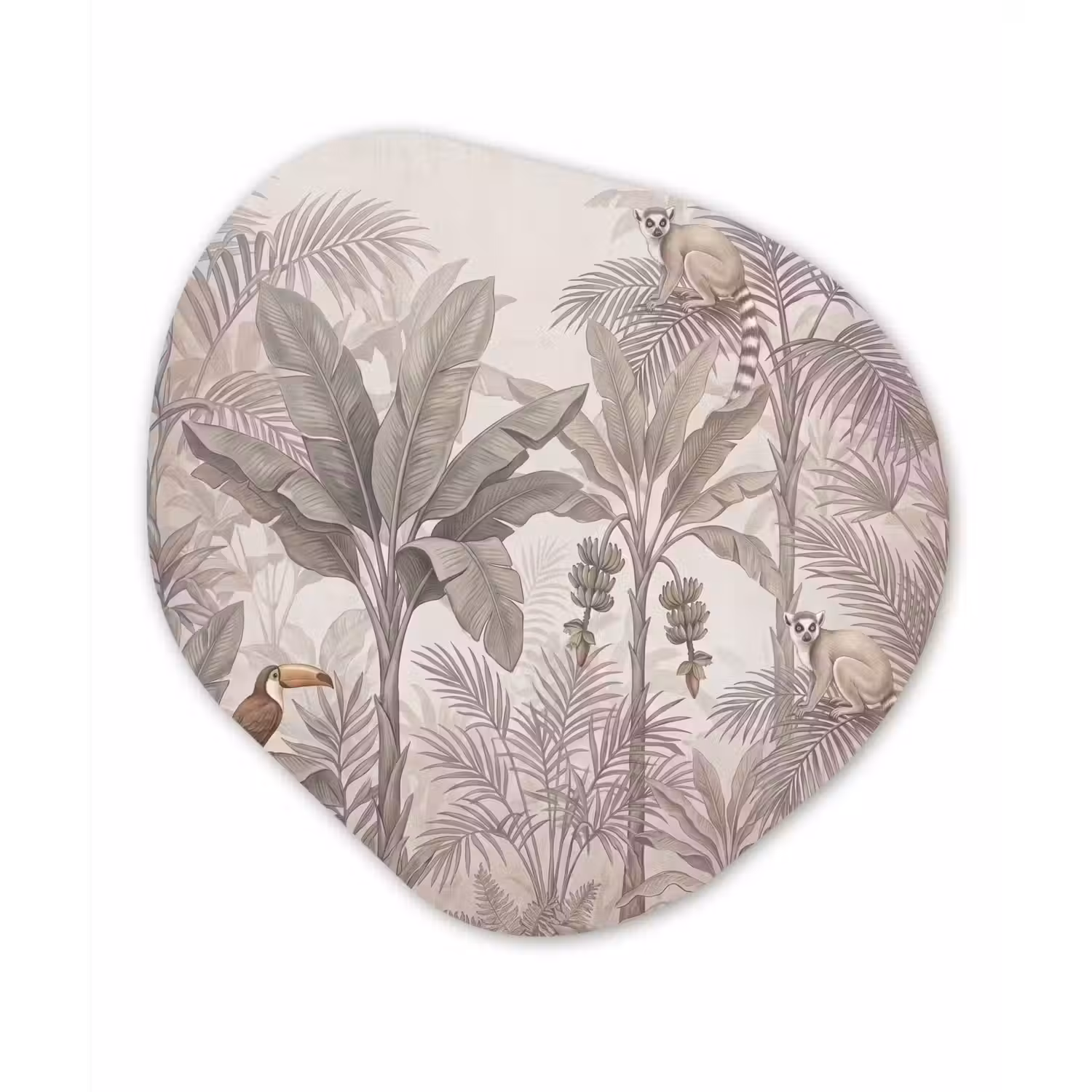 Natuur - Jungle - Ringstaartmaki - Bruin Wandcirkel Organisch Forex 3mm klein -3d