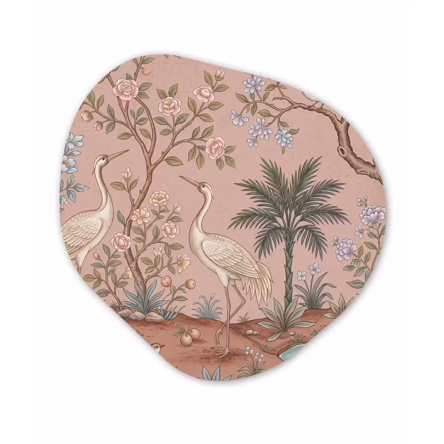 Nostalgisch - Reigers - Roze Wandcirkel Organisch Forex 3mm klein -3d