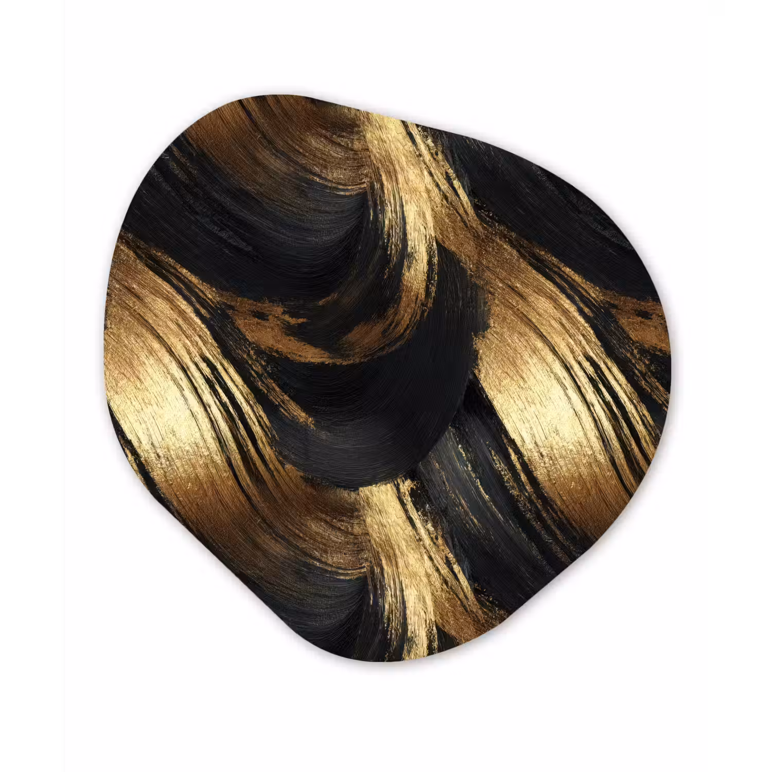 Verfstreken - Abstract - Goud - Zwart Wandcirkel Organisch Forex 3mm klein 629 -3d