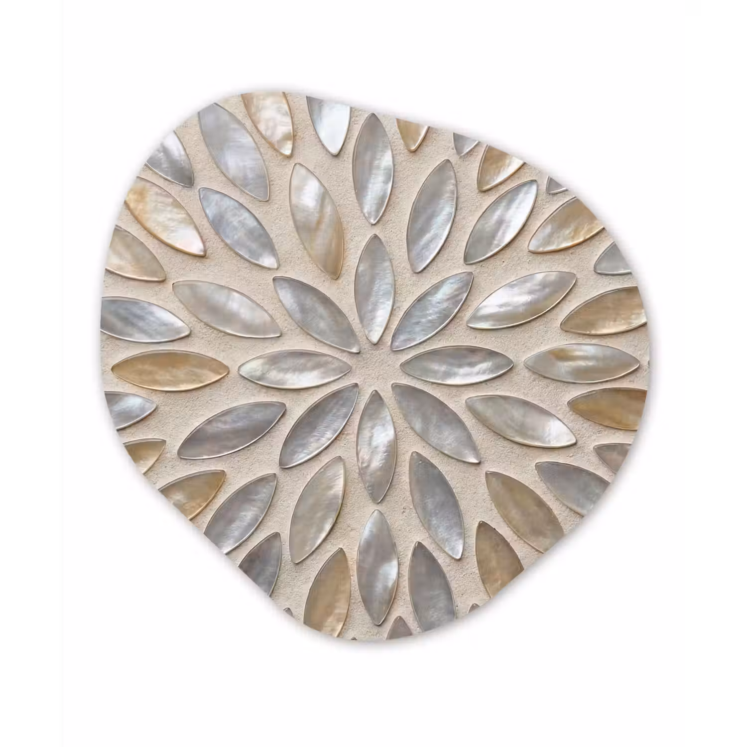 Patroon - Ovaal - Glanzend - Abstract - Beige Wandcirkel Organisch Forex 3mm klein -3d