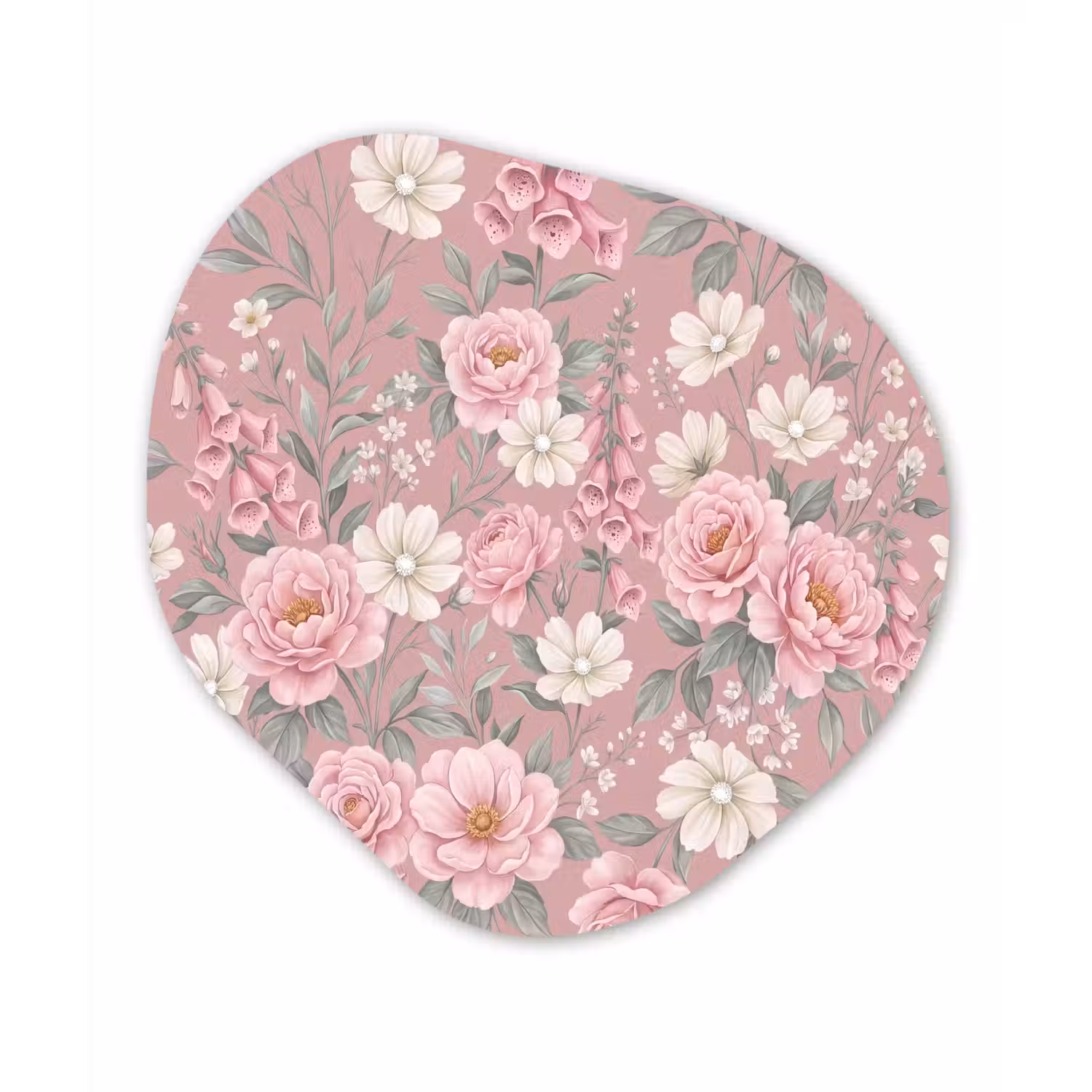 Pioenrozen - Vingerhoedskruid - Pink Wandcirkel Organisch Forex 3mm klein -3d