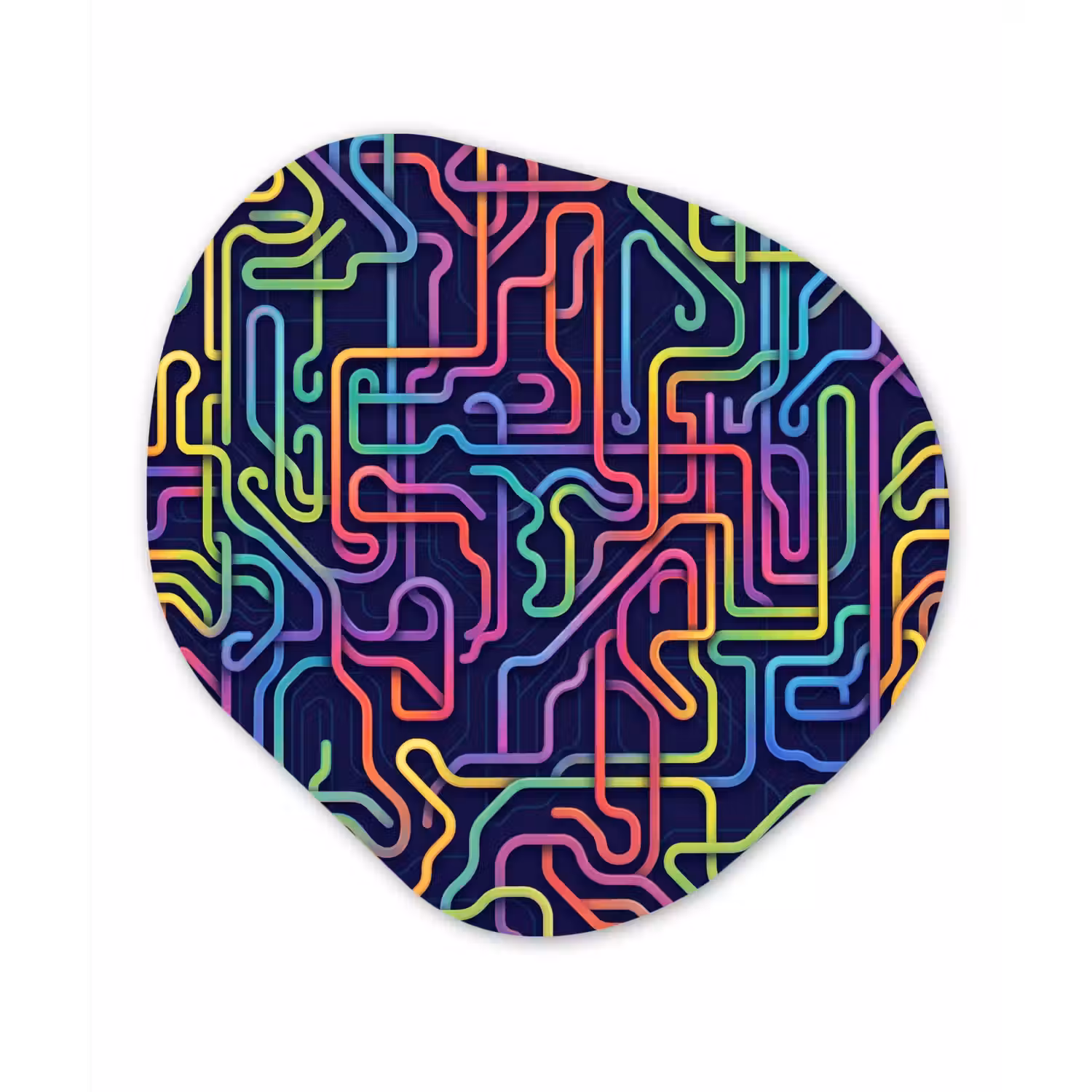 Retro - Abstract - Neon Wandcirkel Organisch Forex 3mm klein -3d