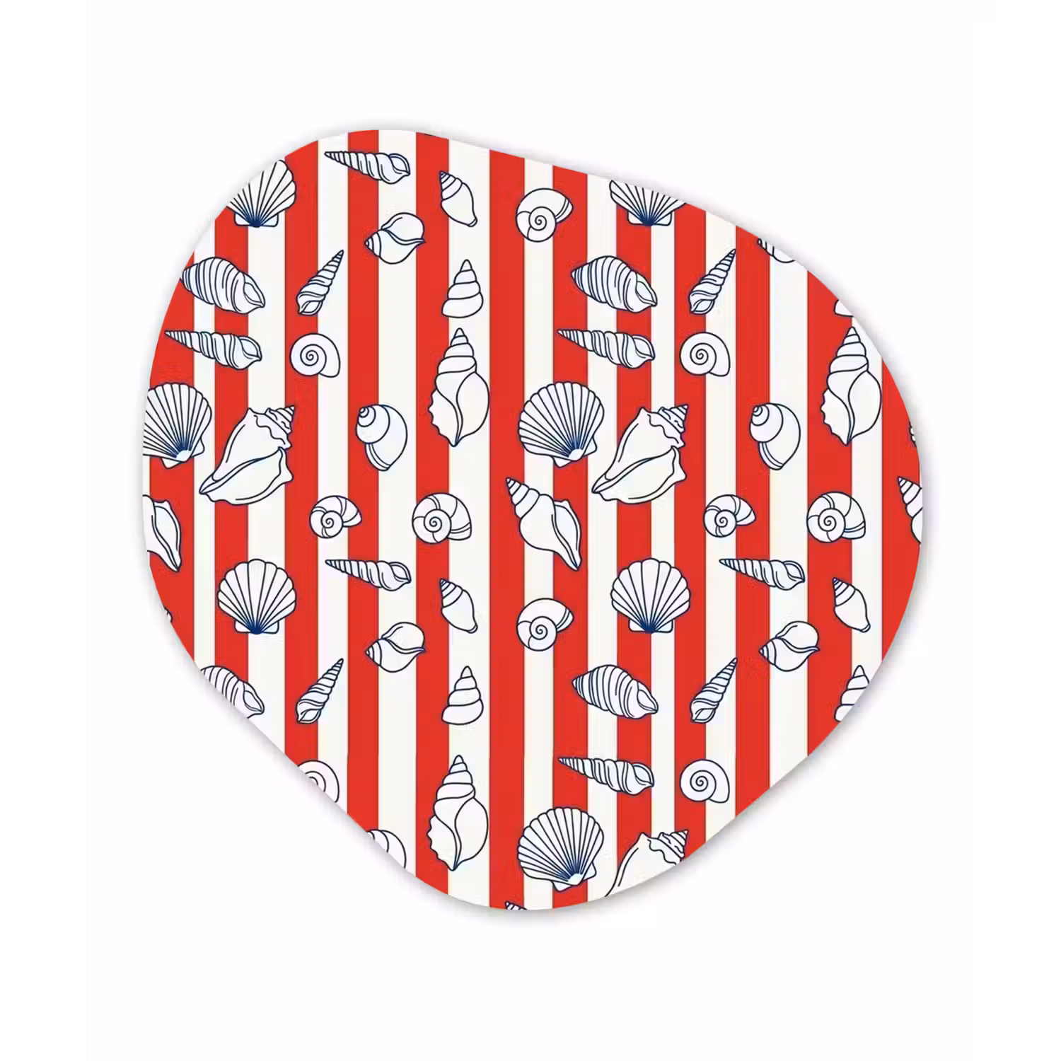 Schelp - Zeedieren - Zomer - Illustratie - Rood - Blauw Wandcirkel Organisch Forex 3mm klein -3d