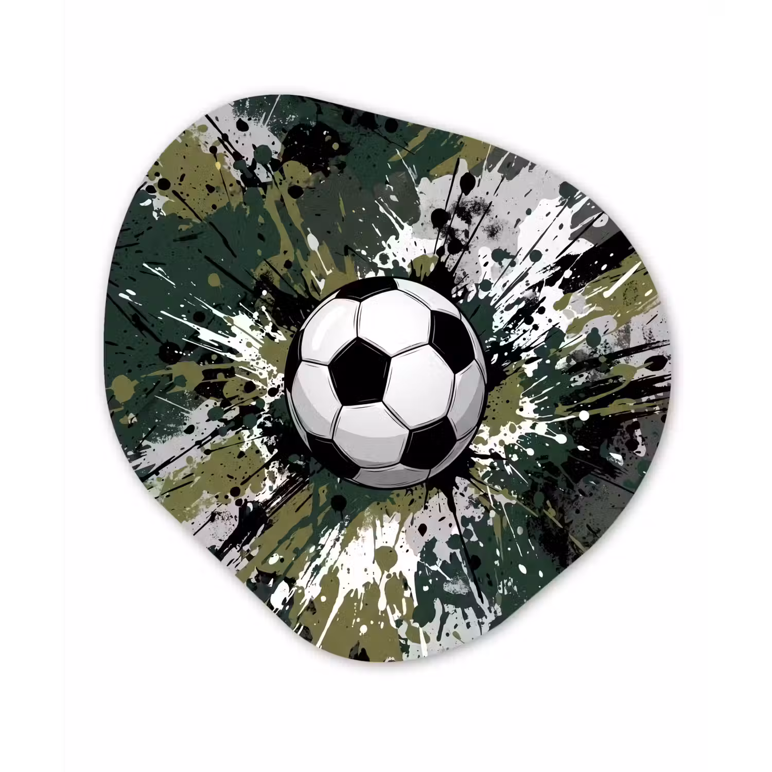Voetbal - Verf - Spetters - Groen Wandcirkel Organisch Forex 3mm klein -3d